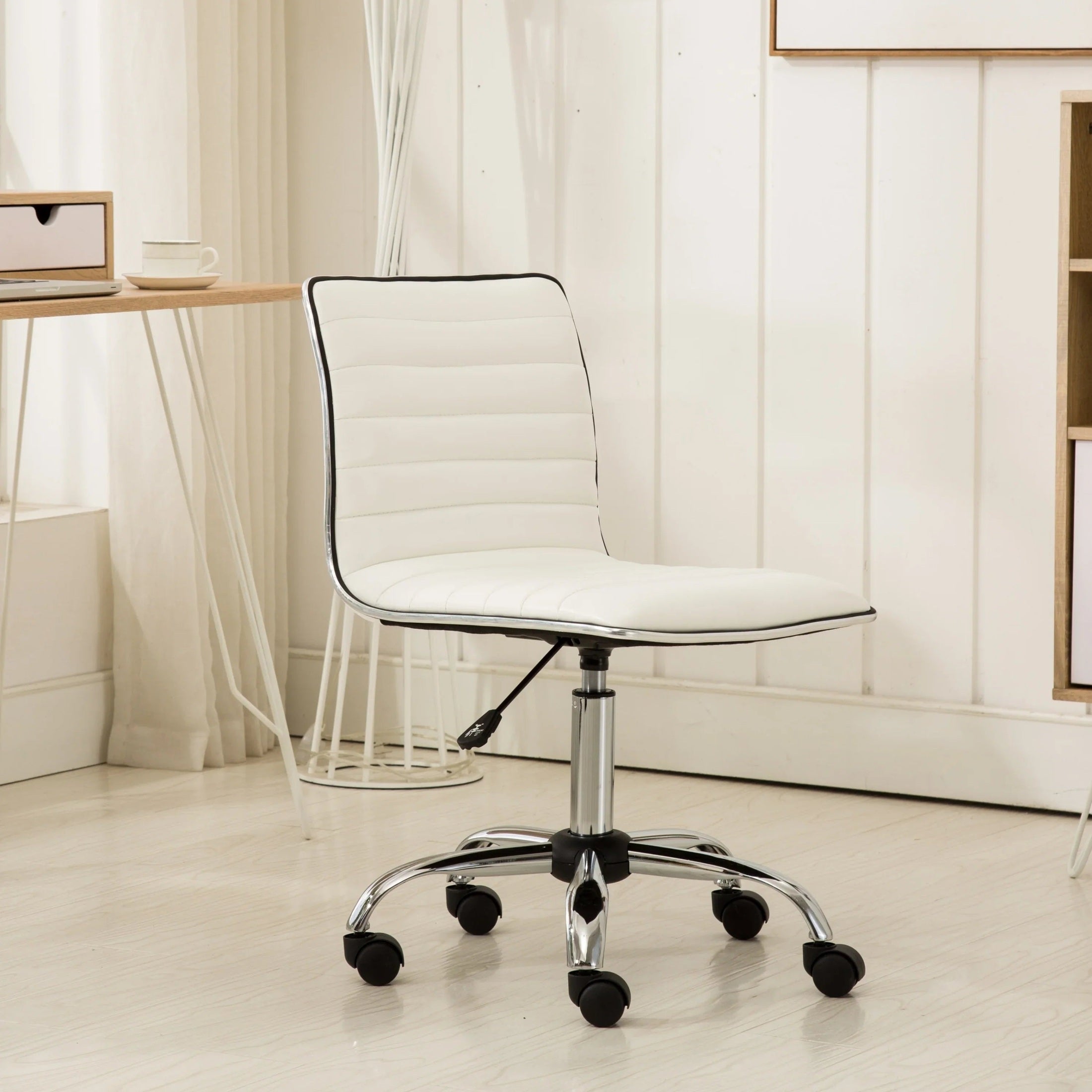White Fremo Chromel adjustable air lift office chair by Platinum-Level Office Chairs with ergonomic design and modern style.