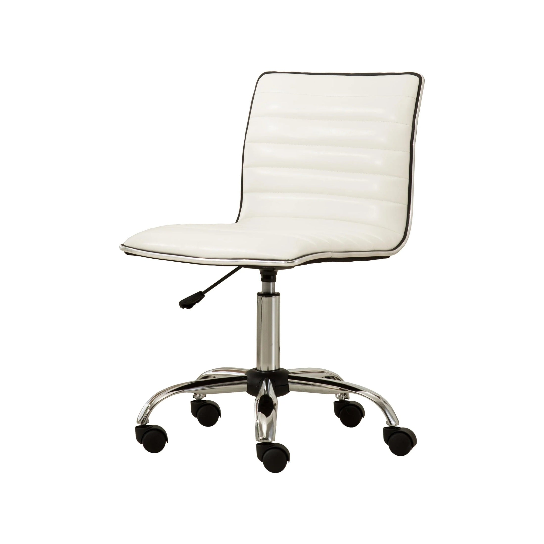 Fremo Chromel adjustable air lift office chair in white with ergonomic design and padded seat for comfortable seating.