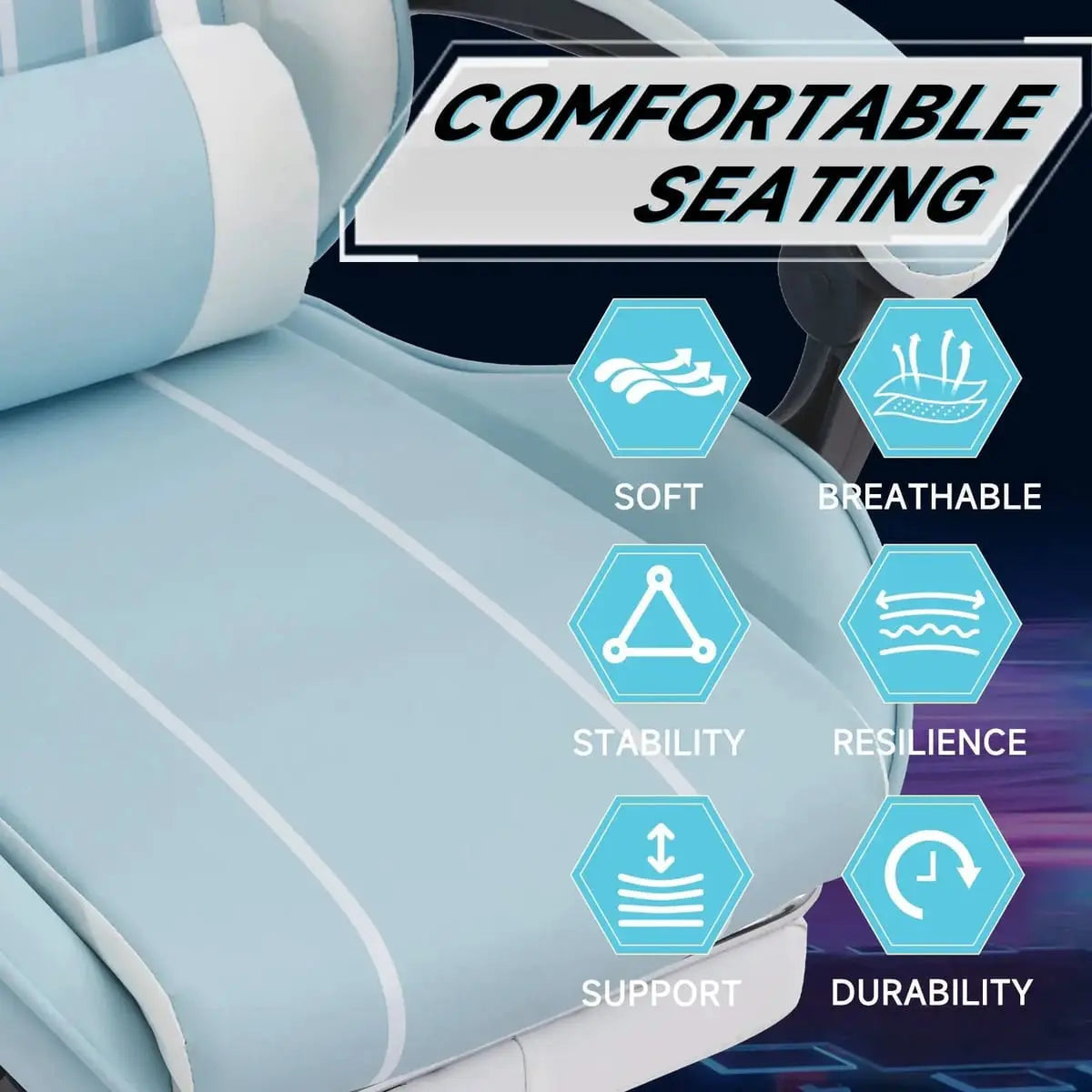 Ergonomic gaming chair by Platinum-Level Office Chairs featuring a footrest and lumbar support, with adjustable armrests and headrest