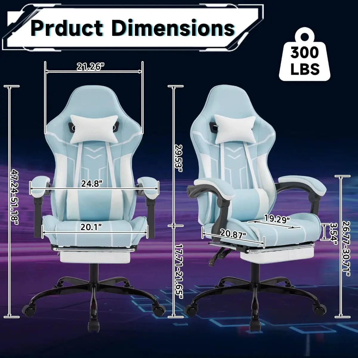 Platinum-Level Office Chairs gaming ergonomic office chair with footrest and lumbar support, adjustable for comfort and support.