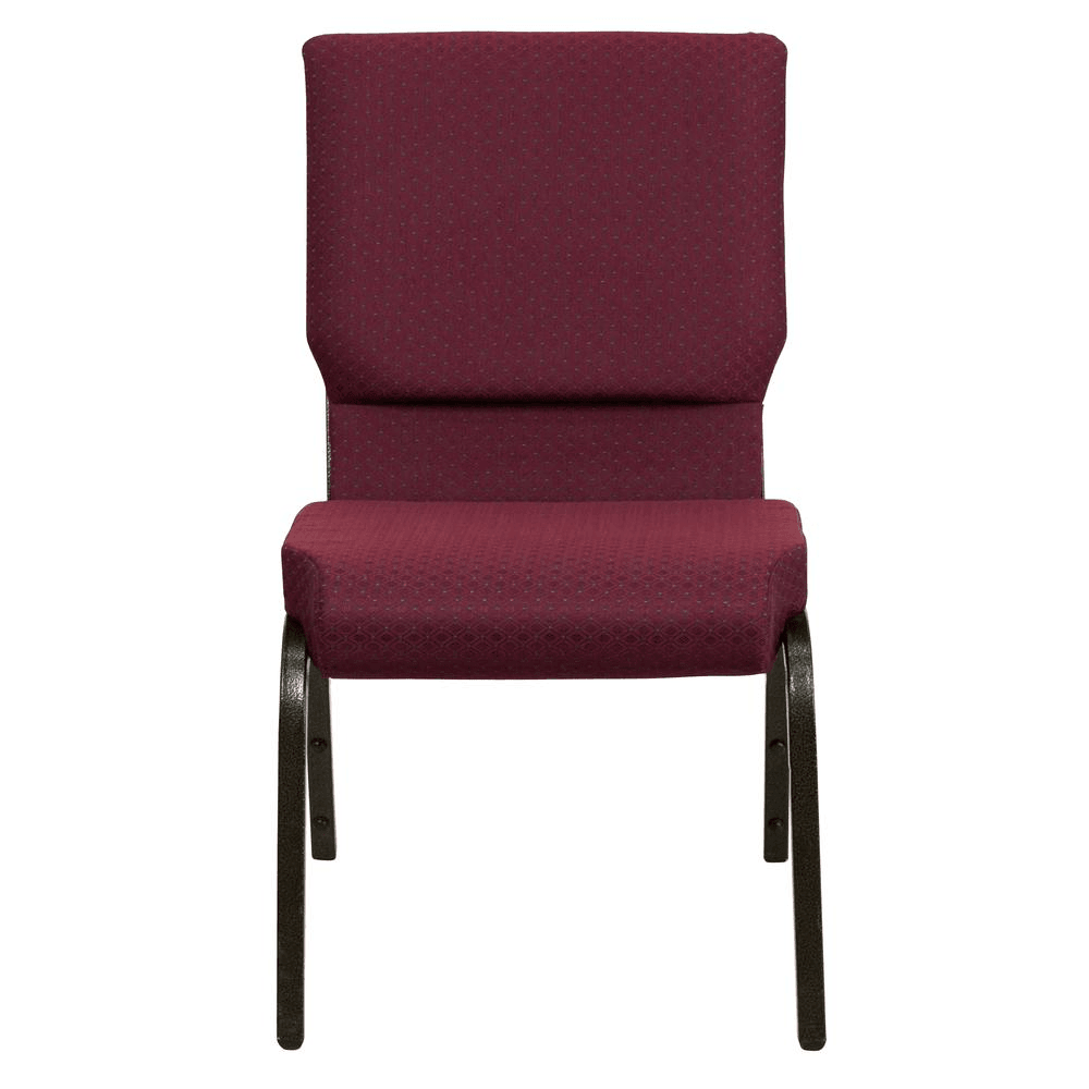 HERCULES Series Stacking Church Chair - 18.5''W Burgundy Fabric with Gold Vein Frame - Platinum-Level Office Chairs