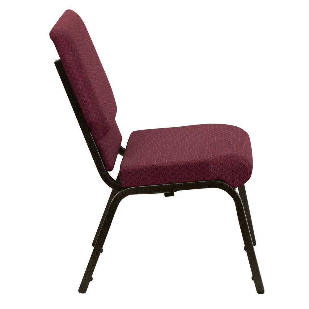 HERCULES Series Stacking Church Chair - 18.5''W Burgundy Fabric with Gold Vein Frame - Platinum-Level Office Chairs