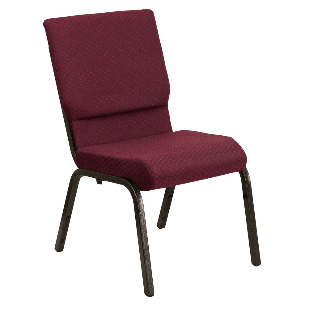 HERCULES Series Stacking Church Chair - 18.5''W Burgundy Fabric with Gold Vein Frame - Platinum-Level Office Chairs