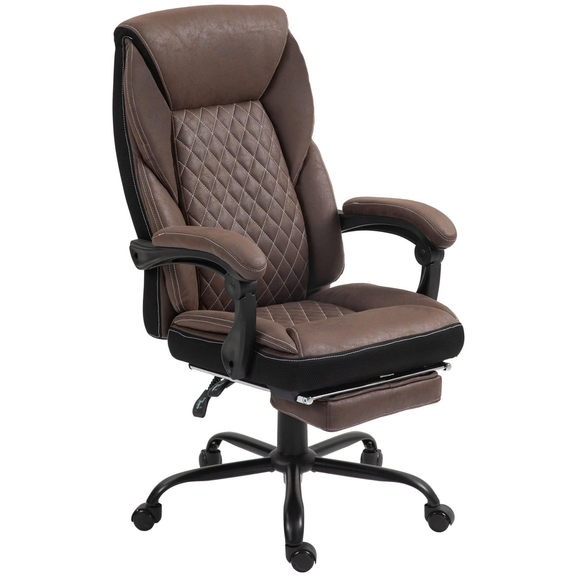 Luxurious Big and Tall Ergonomic Office Chair with Footrest, Reclining Swivel Design, Adjustable Height, and High Back Support in Dark Brown - Platinum-Level Office Chairs