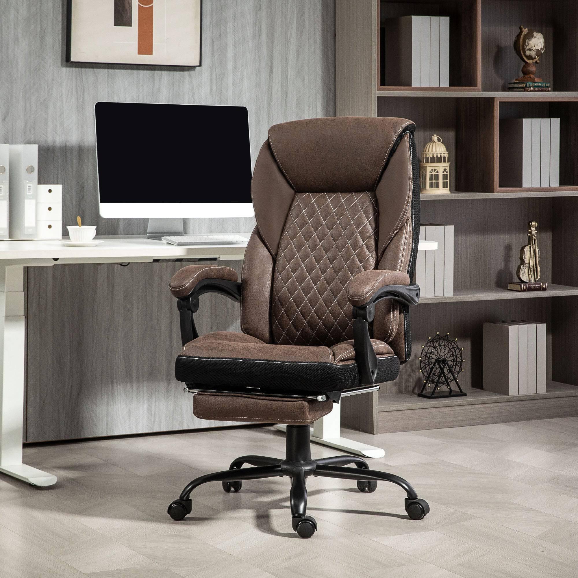 Luxurious Big and Tall Ergonomic Office Chair with Footrest, Reclining Swivel Design, Adjustable Height, and High Back Support in Dark Brown - Platinum-Level Office Chairs