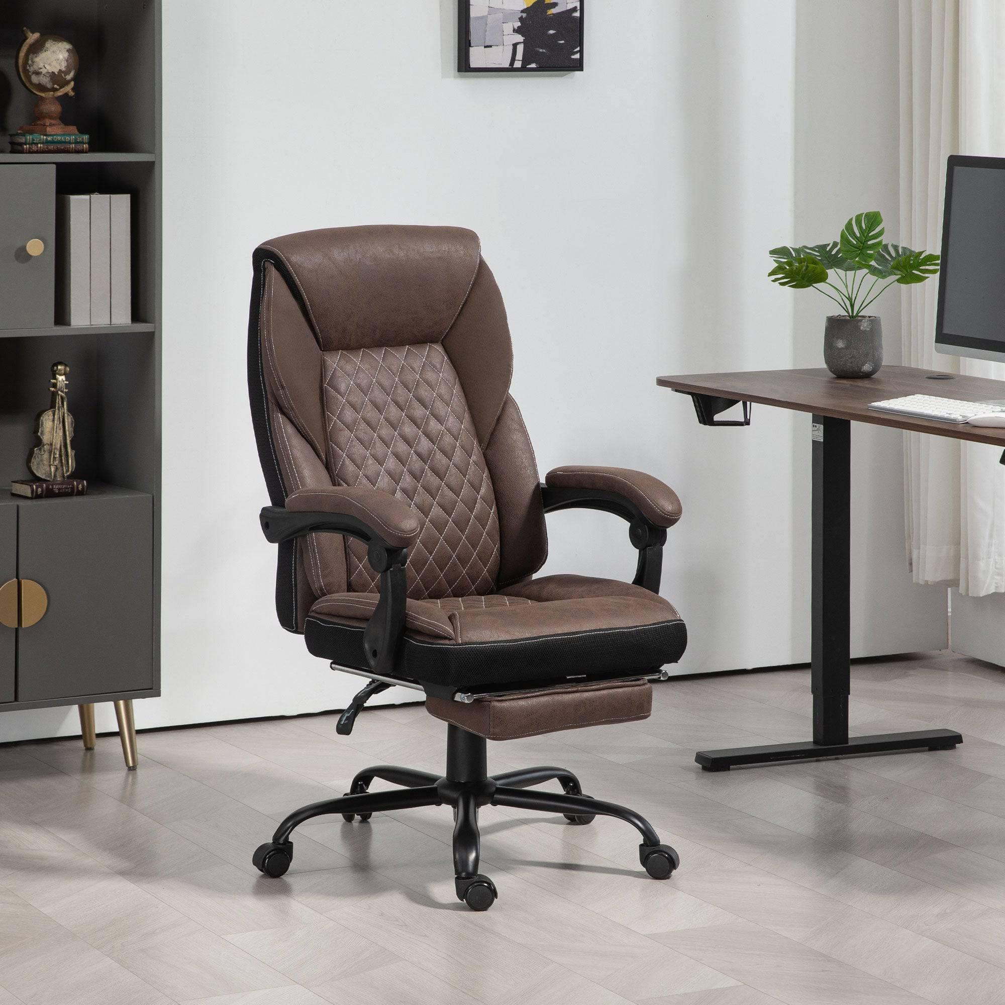 Luxurious Big and Tall Ergonomic Office Chair with Footrest, Reclining Swivel Design, Adjustable Height, and High Back Support in Dark Brown - Platinum-Level Office Chairs