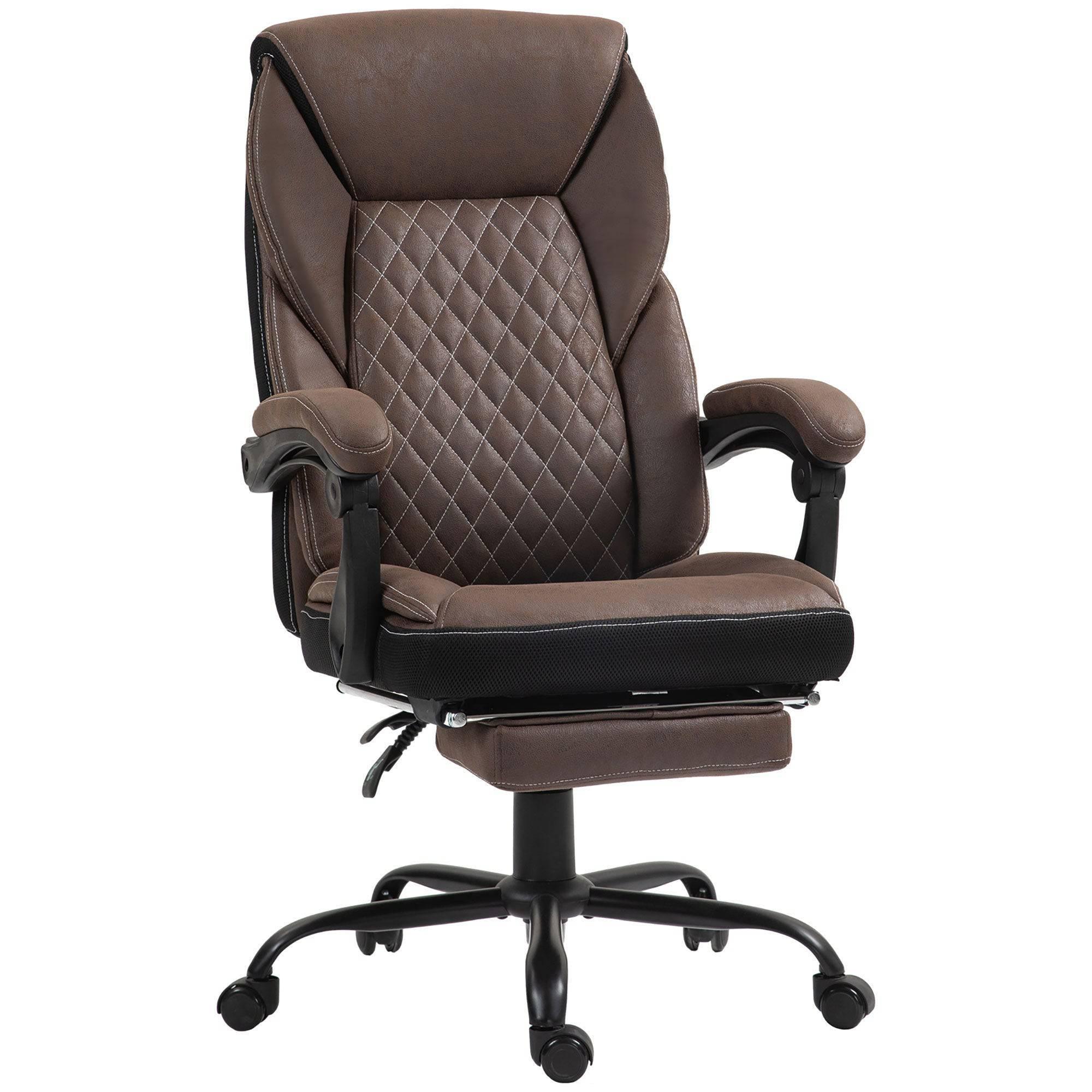 Luxurious Big and Tall Ergonomic Office Chair with Footrest, Reclining Swivel Design, Adjustable Height, and High Back Support in Dark Brown - Platinum-Level Office Chairs