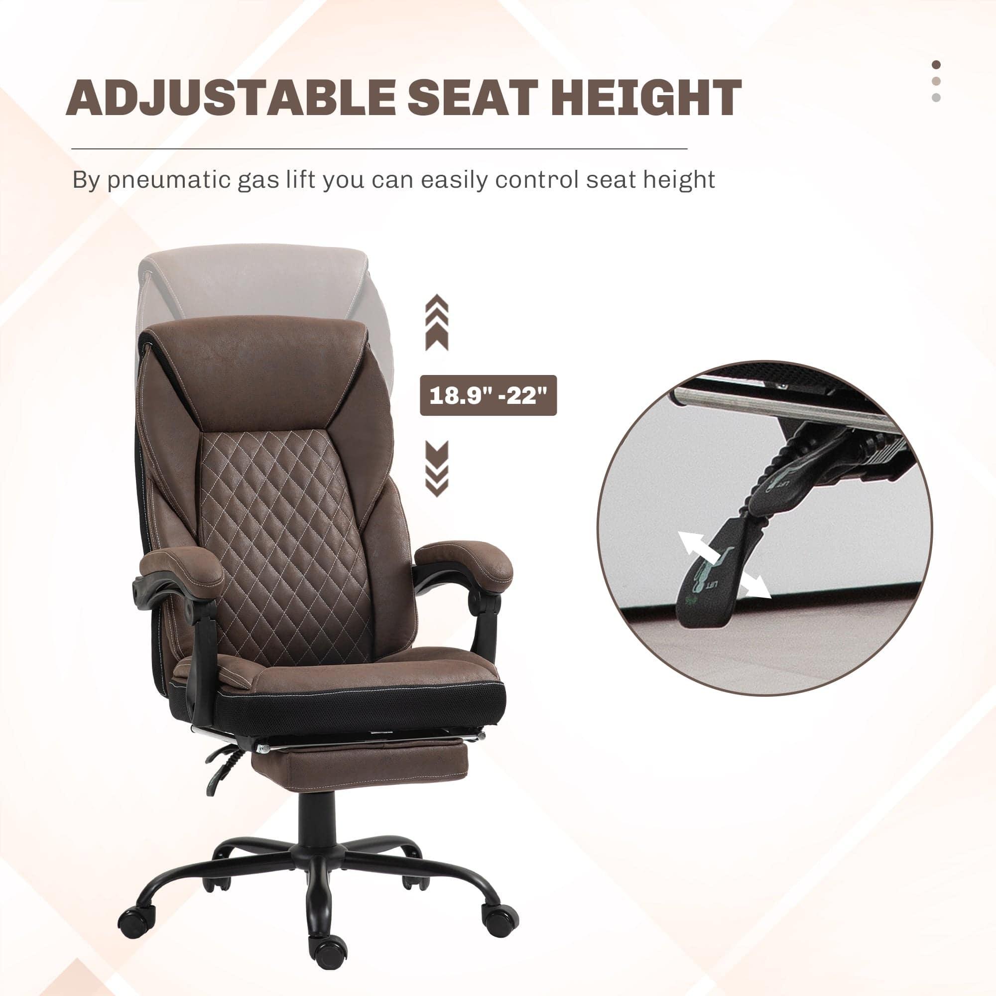 Luxurious Big and Tall Ergonomic Office Chair with Footrest, Reclining Swivel Design, Adjustable Height, and High Back Support in Dark Brown - Platinum-Level Office Chairs