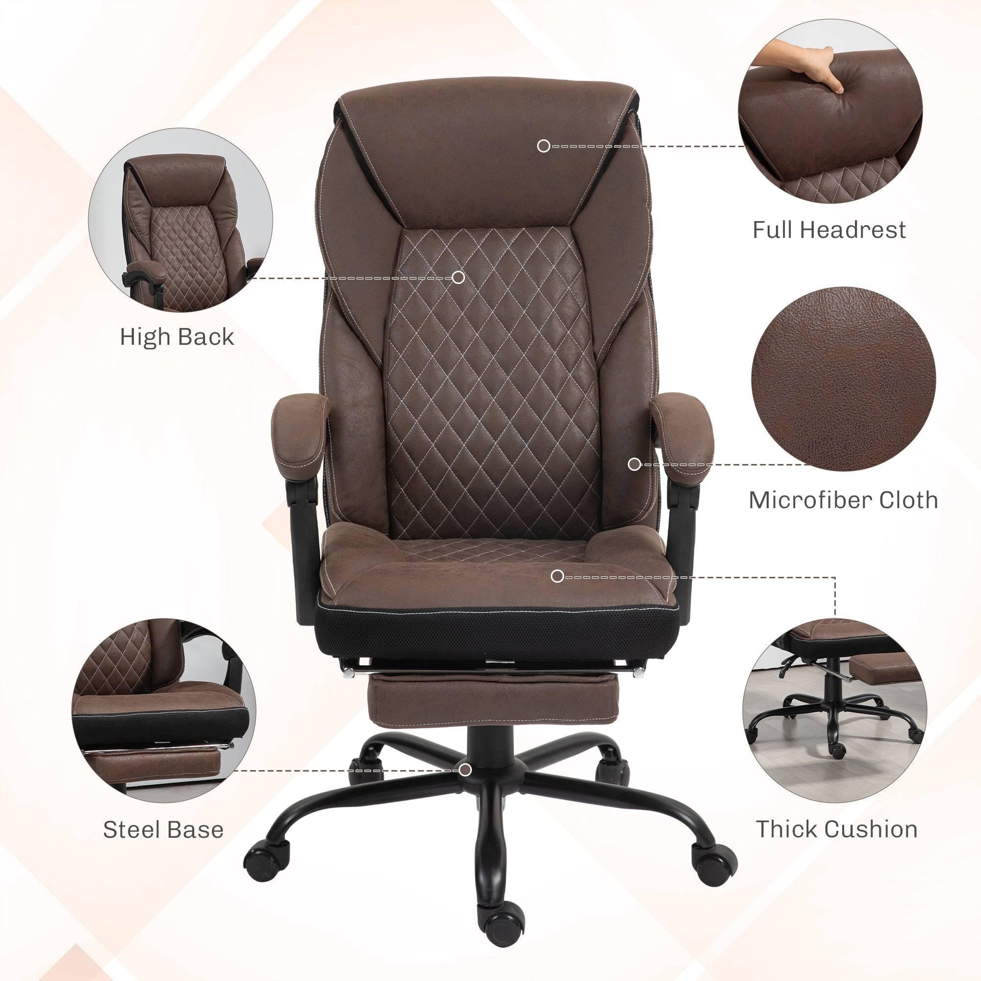 Luxurious Big and Tall Ergonomic Office Chair with Footrest, Reclining Swivel Design, Adjustable Height, and High Back Support in Dark Brown - Platinum-Level Office Chairs