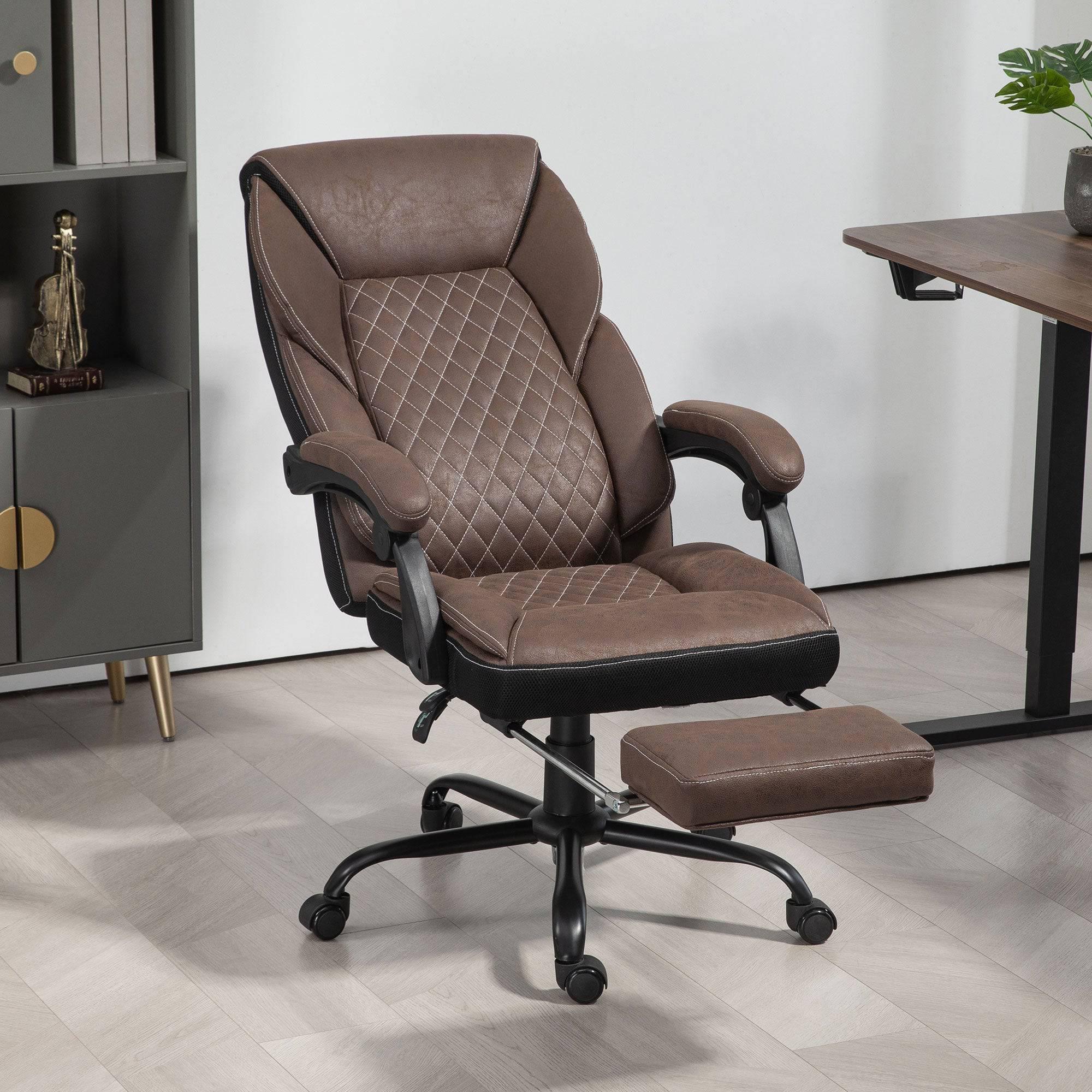 Luxurious Big and Tall Ergonomic Office Chair with Footrest, Reclining Swivel Design, Adjustable Height, and High Back Support in Dark Brown - Platinum-Level Office Chairs