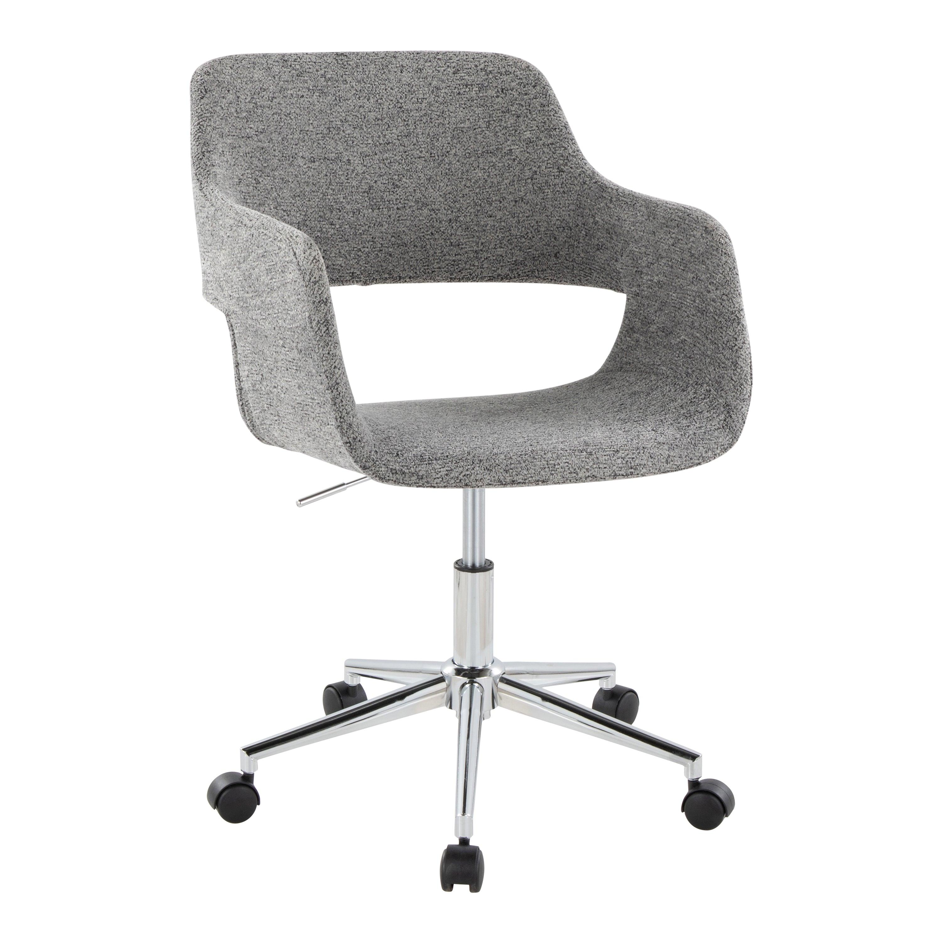 Margarite Contemporary Task Chair in Chrome Metal and Grey Fabric by LumiSource - Platinum-Level Office Chairs
