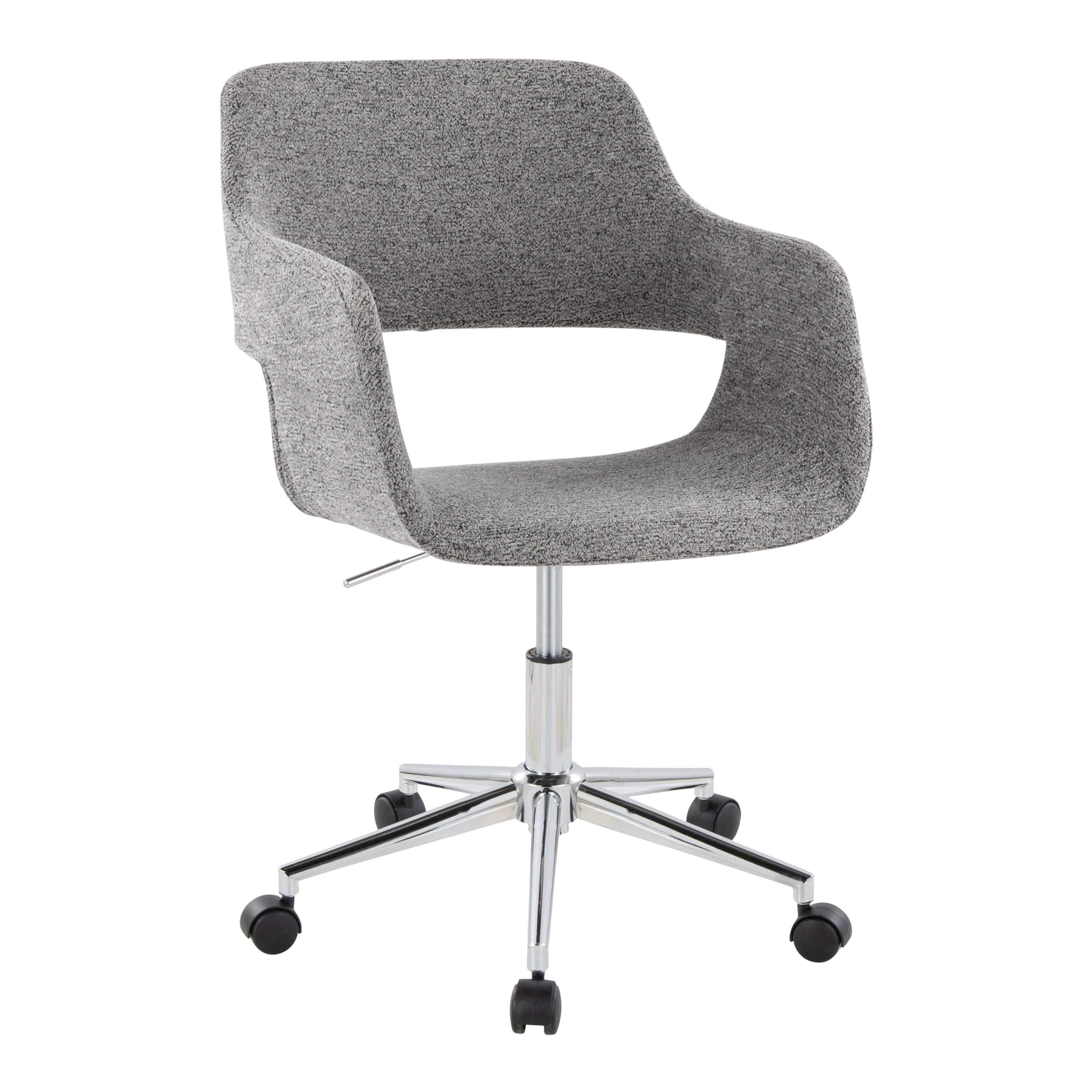 Margarite Modern Adjustable Office Chair with Chrome Base and Grey Upholstery by LumiSource - Platinum-Level Office Chairs