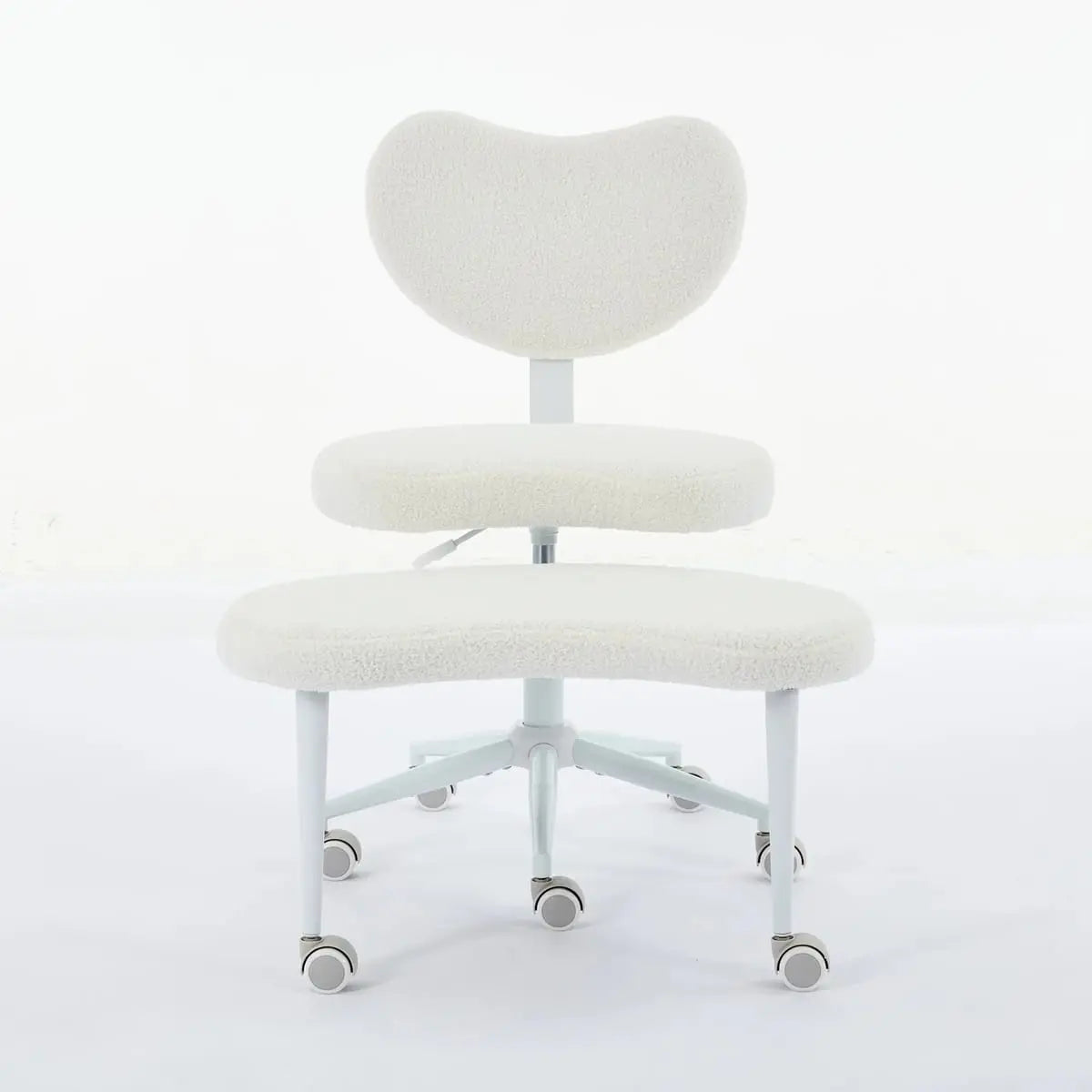 Ivory meditation chair with wheels by Platinum-Level Office Chairs, designed for cross-legged sitting and ADHD comfort.