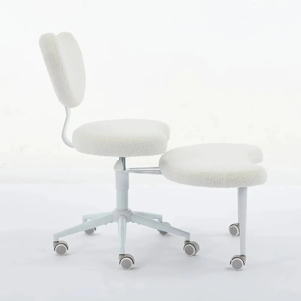 Ivory meditation chair with wheels from Platinum-Level Office Chairs, designed for cross-legged sitting and ADHD comfort.