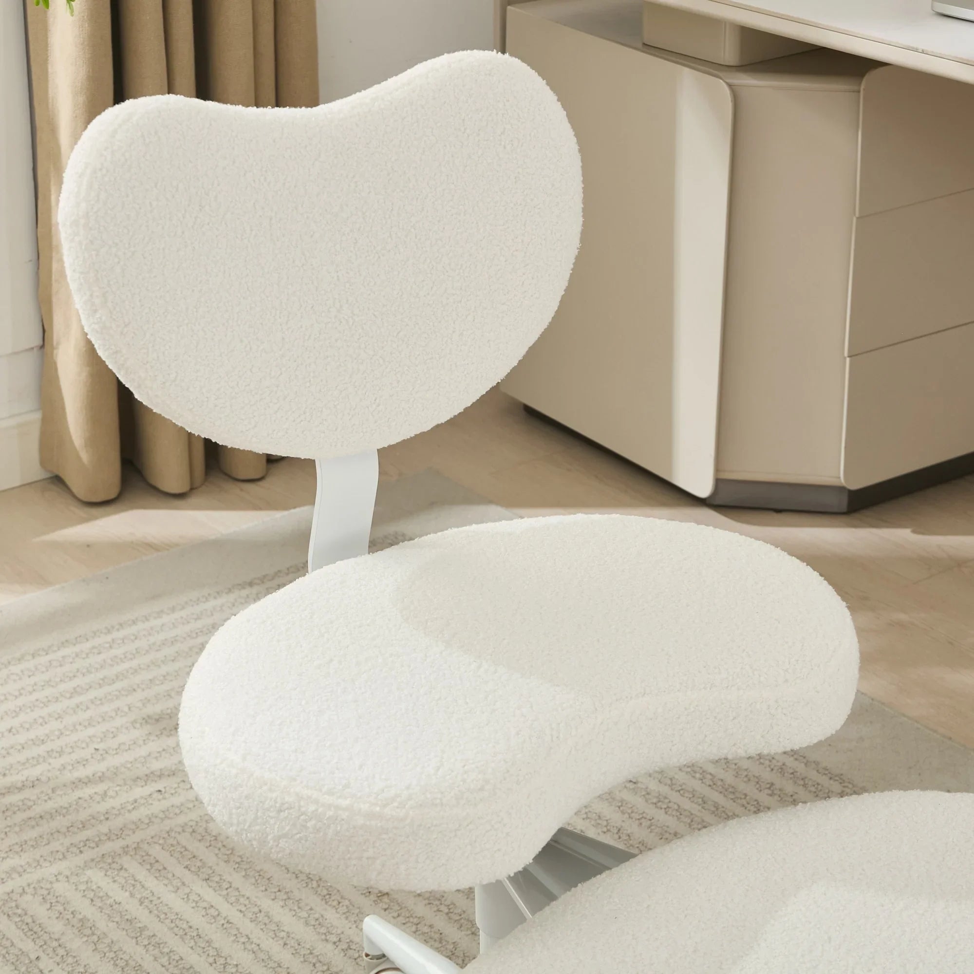 Ivory meditation chair and cross-legged chair with wheels for ADHD, by Platinum-Level Office Chairs, suitable for relaxed seating.