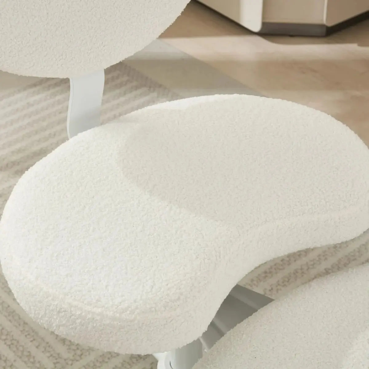 Ivory meditation chair with wheels for ADHD, platinum-level office chair designed for cross-legged sitting and comfort.