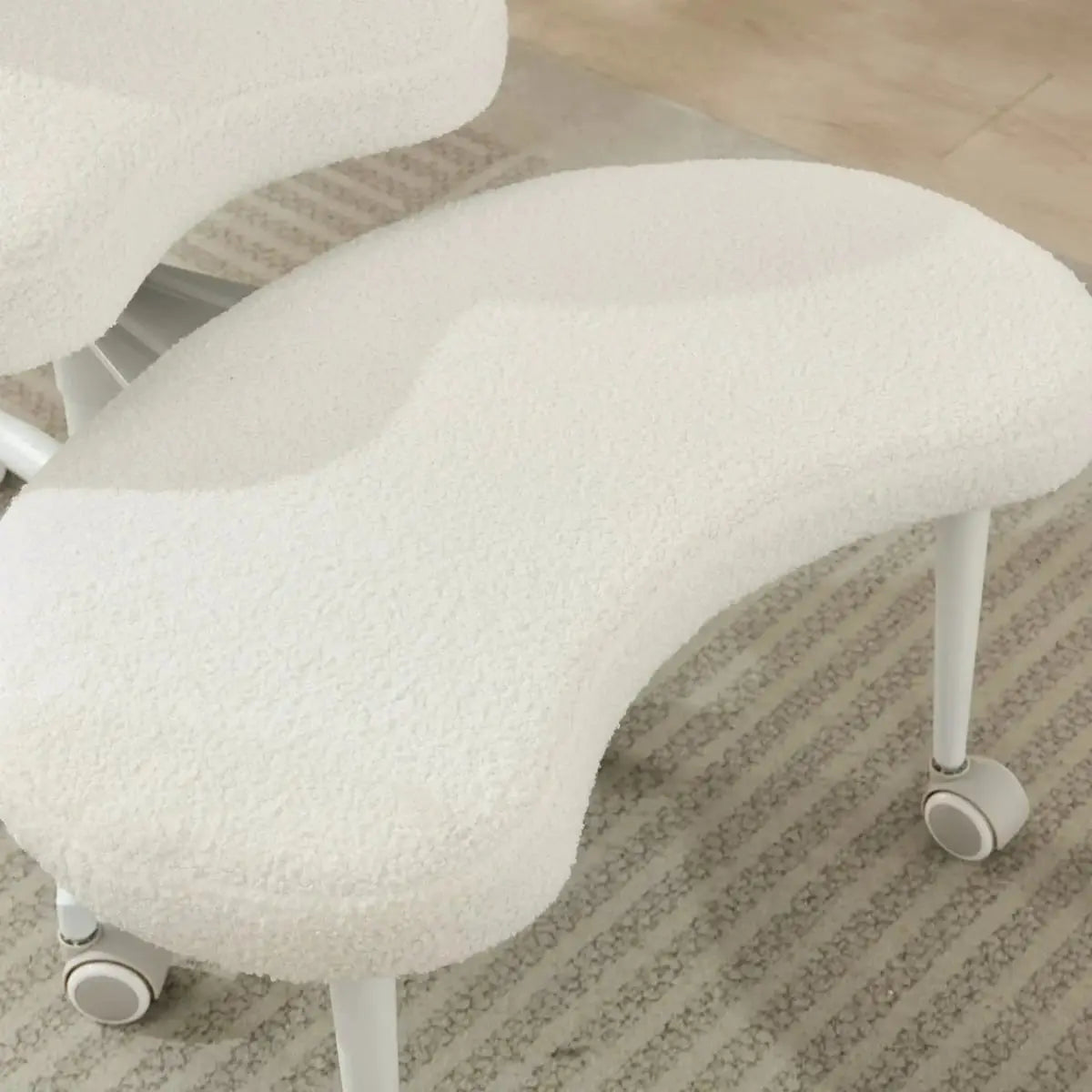 Ivory meditation chair with wheels from Platinum-Level Office Chairs, designed for cross-legged sitting and ADHD comfort.