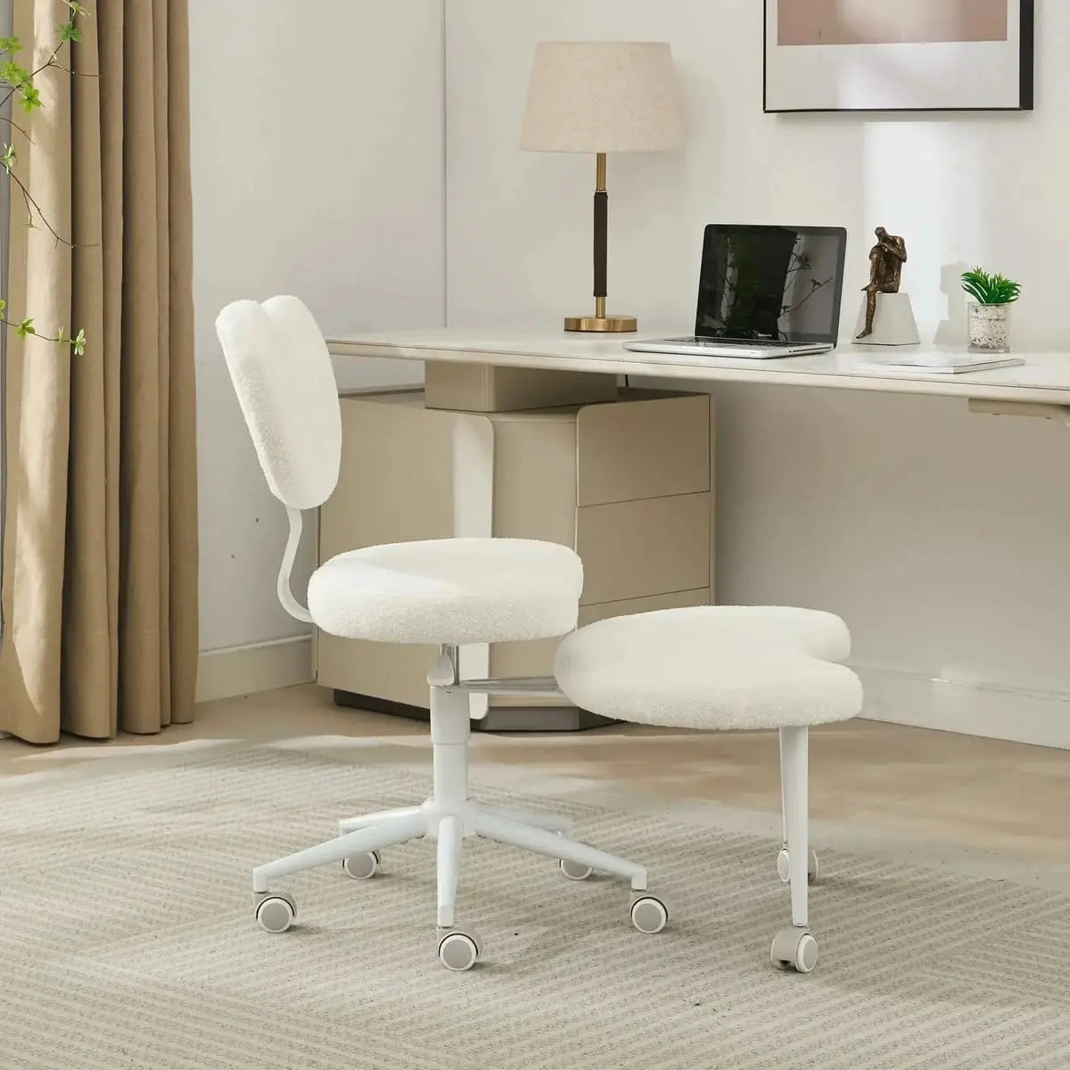 Ivory meditation chair with wheels for ADHD, cross-legged design, ergonomic seat by Platinum-Level Office Chairs.