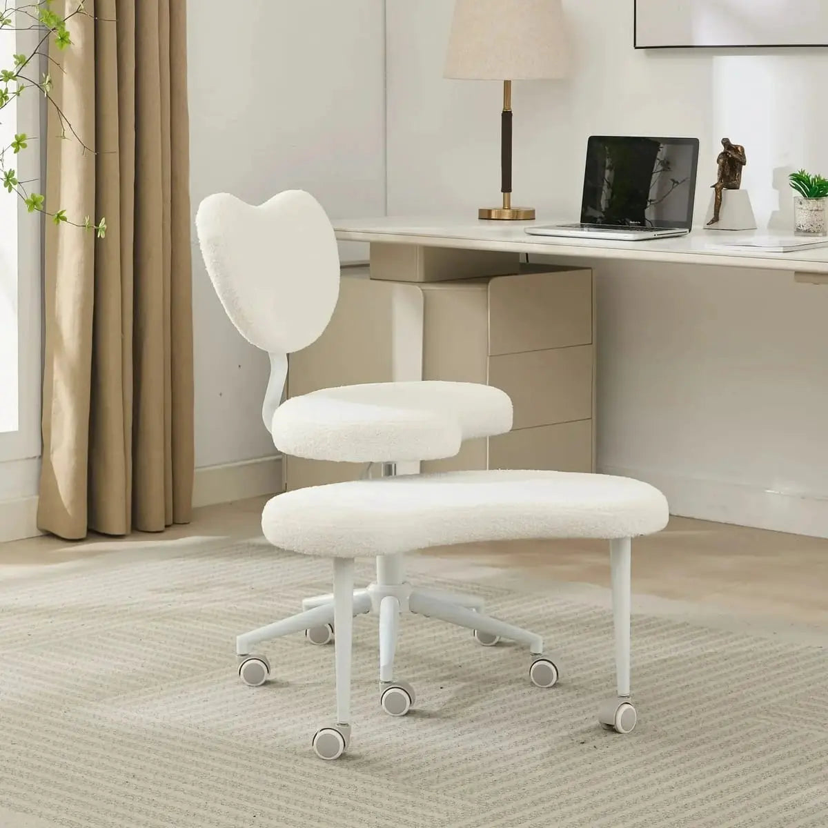 Ivory meditation chair with wheels for ADHD, cross-legged design, by Platinum-Level Office Chairs, ideal for relaxed seated meditation.
