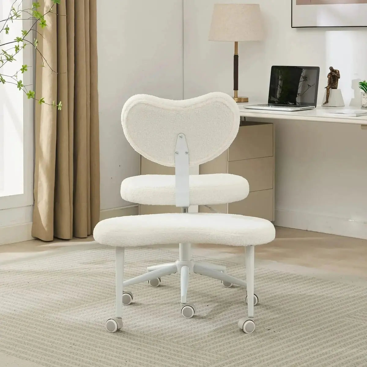 Ivory meditation chair with wheels for ADHD, platinum-level office chair designed for cross-legged sitting and comfort.