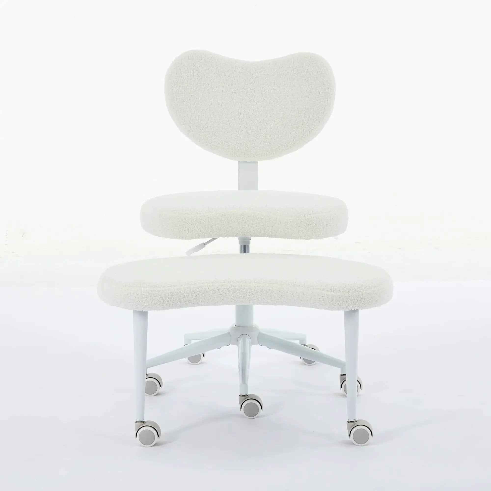 Ivory meditation chair and cross-legged desk chair with wheels by Platinum-Level Office Chairs, featuring a comfortable, ergonomic design.