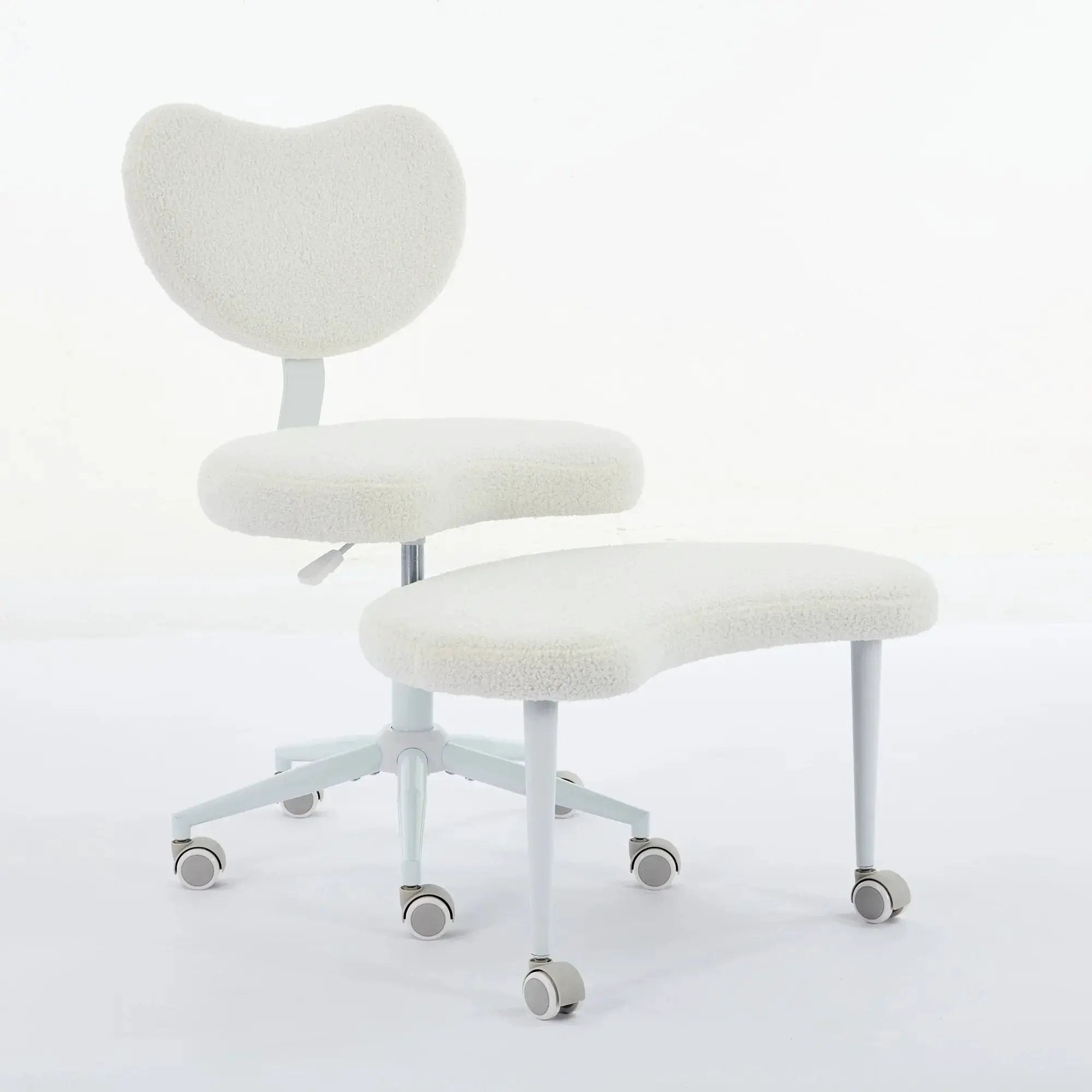 Ivory meditation chair with wheels, cross-legged desk chair by Platinum-Level Office Chairs, ergonomic design for comfortable seating.