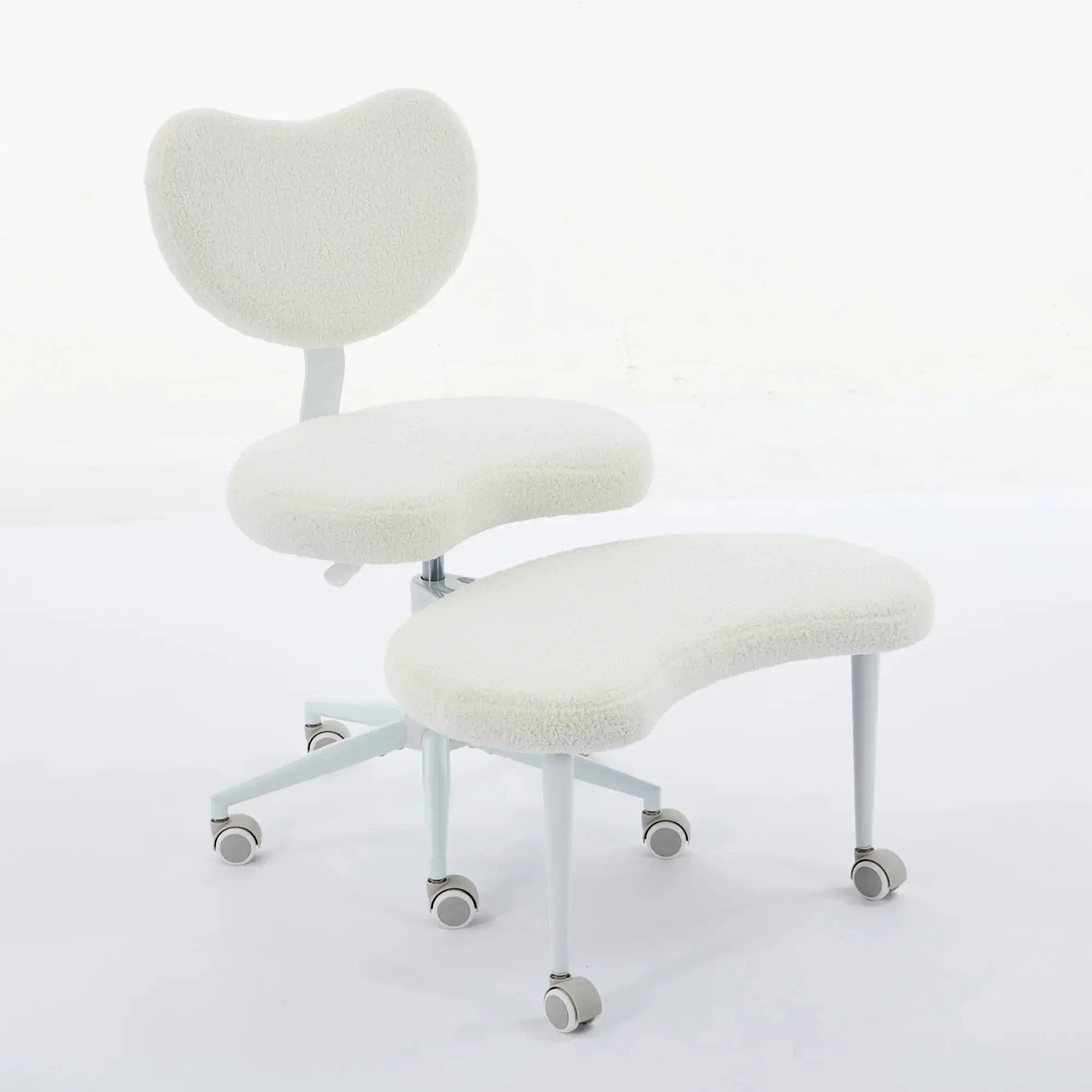 Ivory meditation chair with wheels from Platinum-Level Office Chairs, designed for cross-legged seating and ergonomic support.