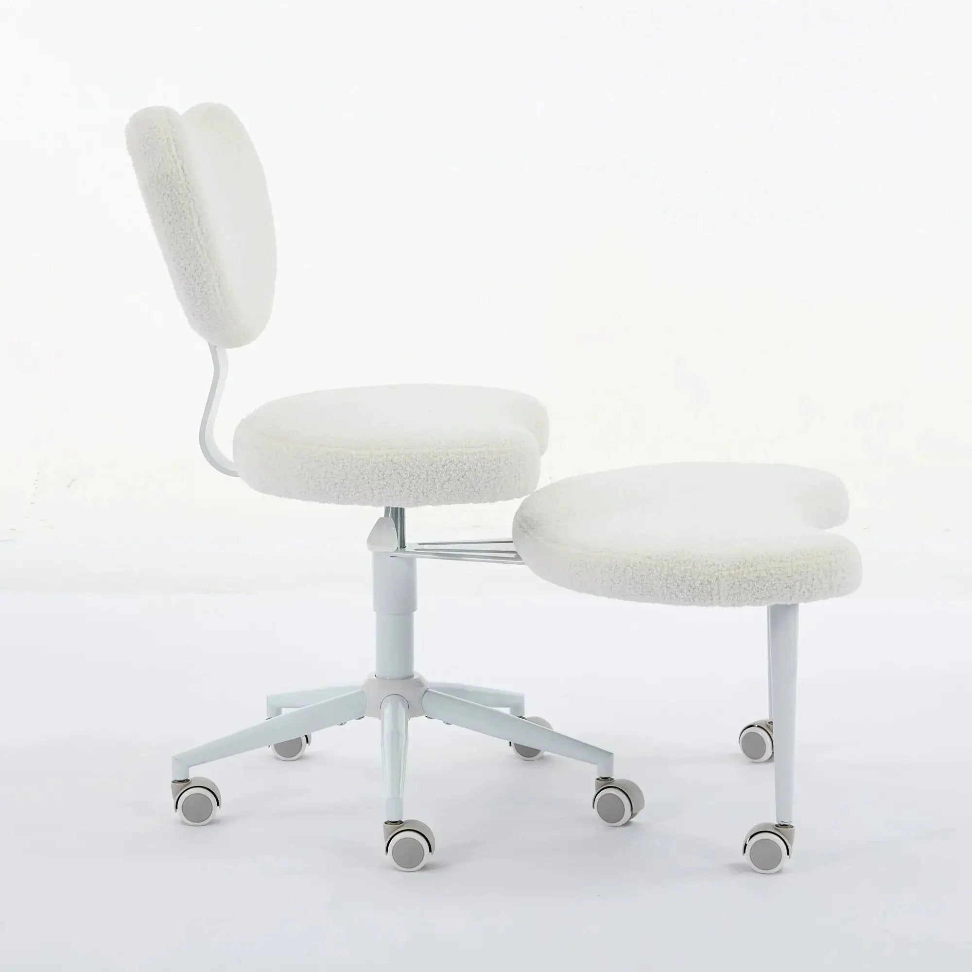 Ivory meditation chair with wheels from Platinum-Level Office Chairs, designed for cross-legged seating and ergonomic support.