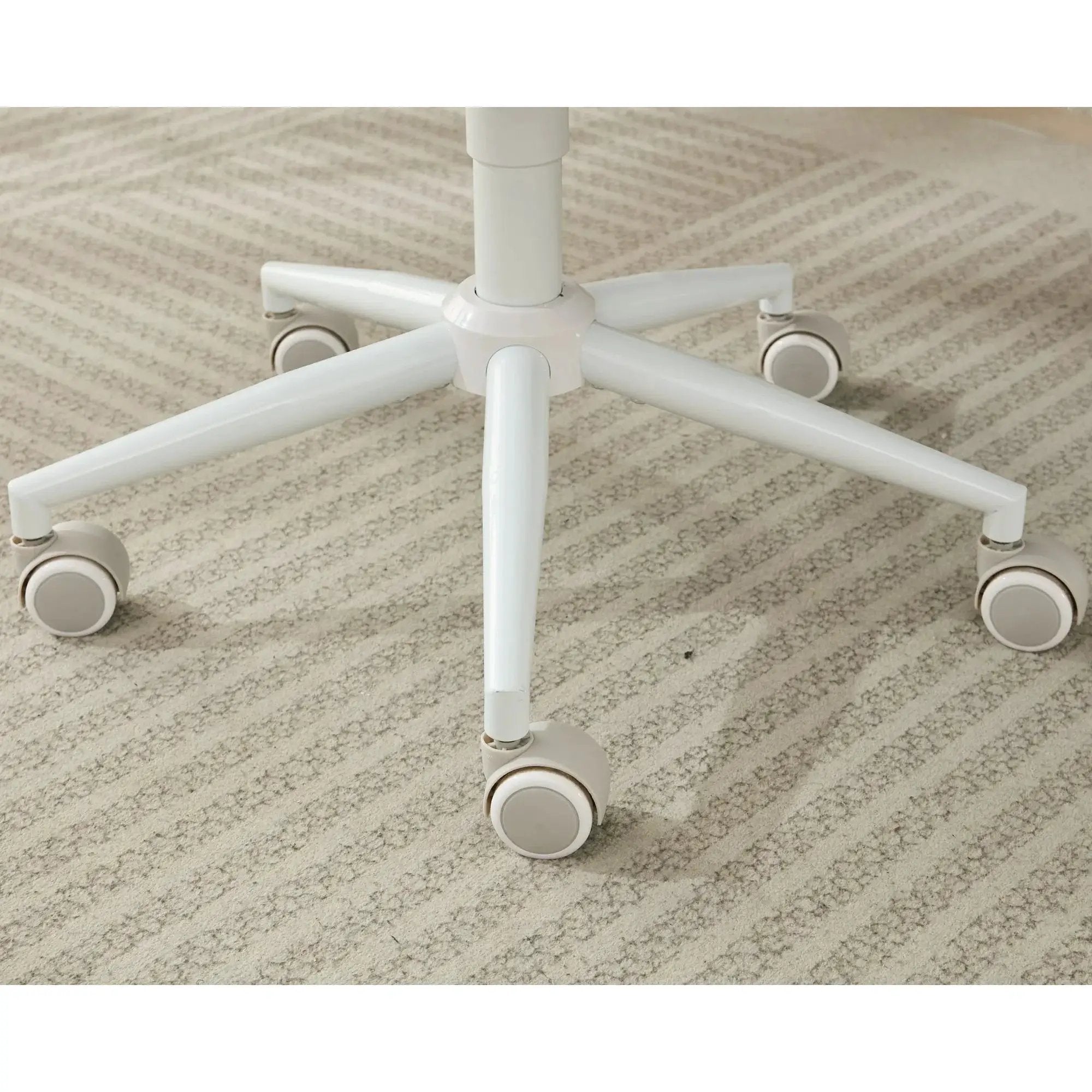 Ivory meditation chair with wheels from Platinum-Level Office Chairs, designed for cross-legged seating and comfortable desk use.