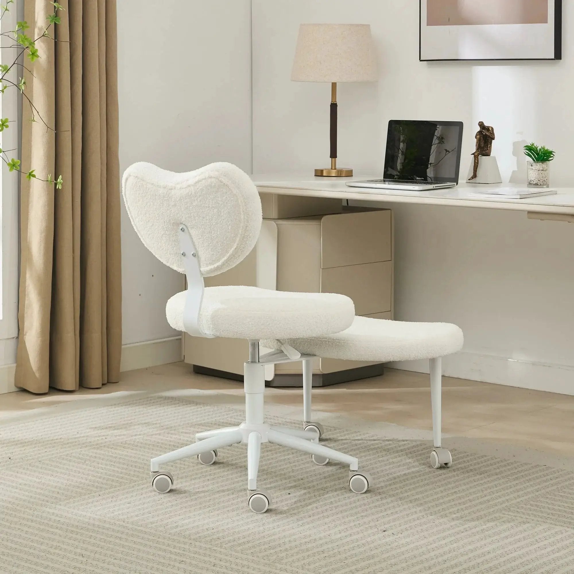 Ivory meditation chair with wheels, cross-legged desk chair by Platinum-Level Office Chairs, featuring a comfortable, ergonomic design.
