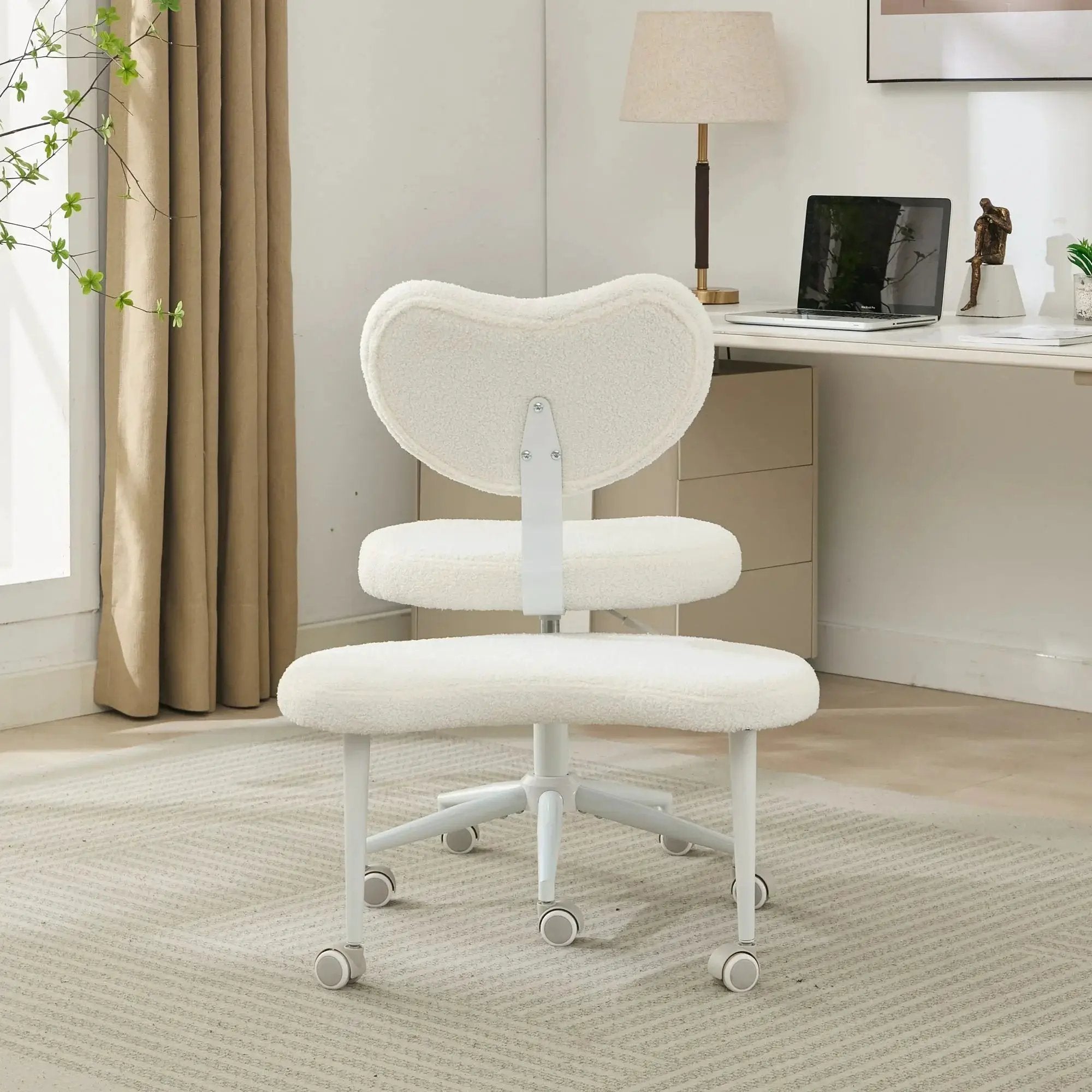 Ivory meditation chair with wheels, cross-legged desk chair by Platinum-Level Office Chairs, featuring ergonomic design and adjustable height.