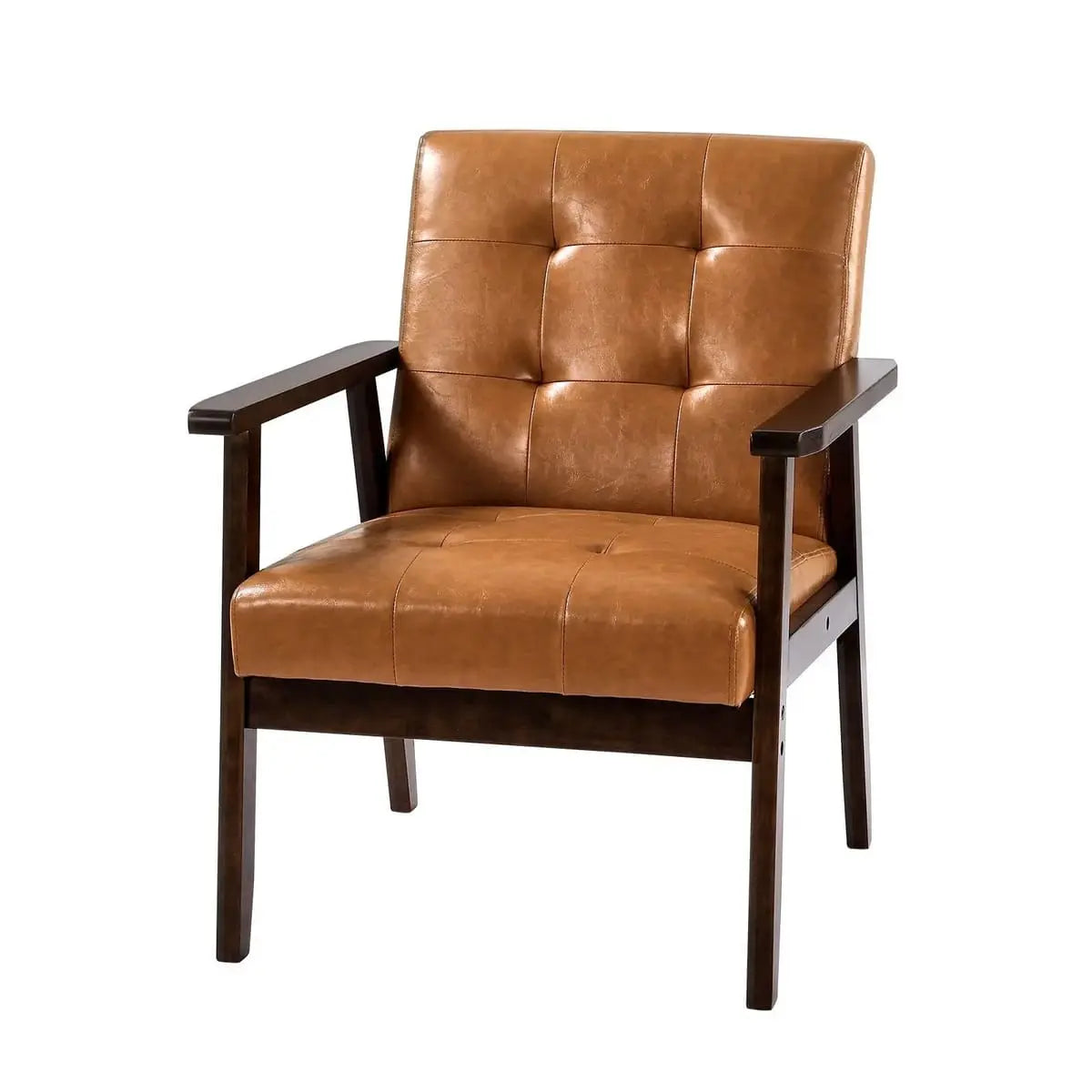 Mid-century modern accent chair by Platinum-Level Office Chairs with solid wood frame and non-slip bottom, stylish and sturdy.