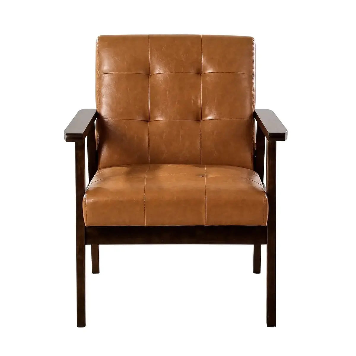 Mid-century modern accent chair with solid wood frame and non-slip base, designed by Platinum-Level Office Chairs.