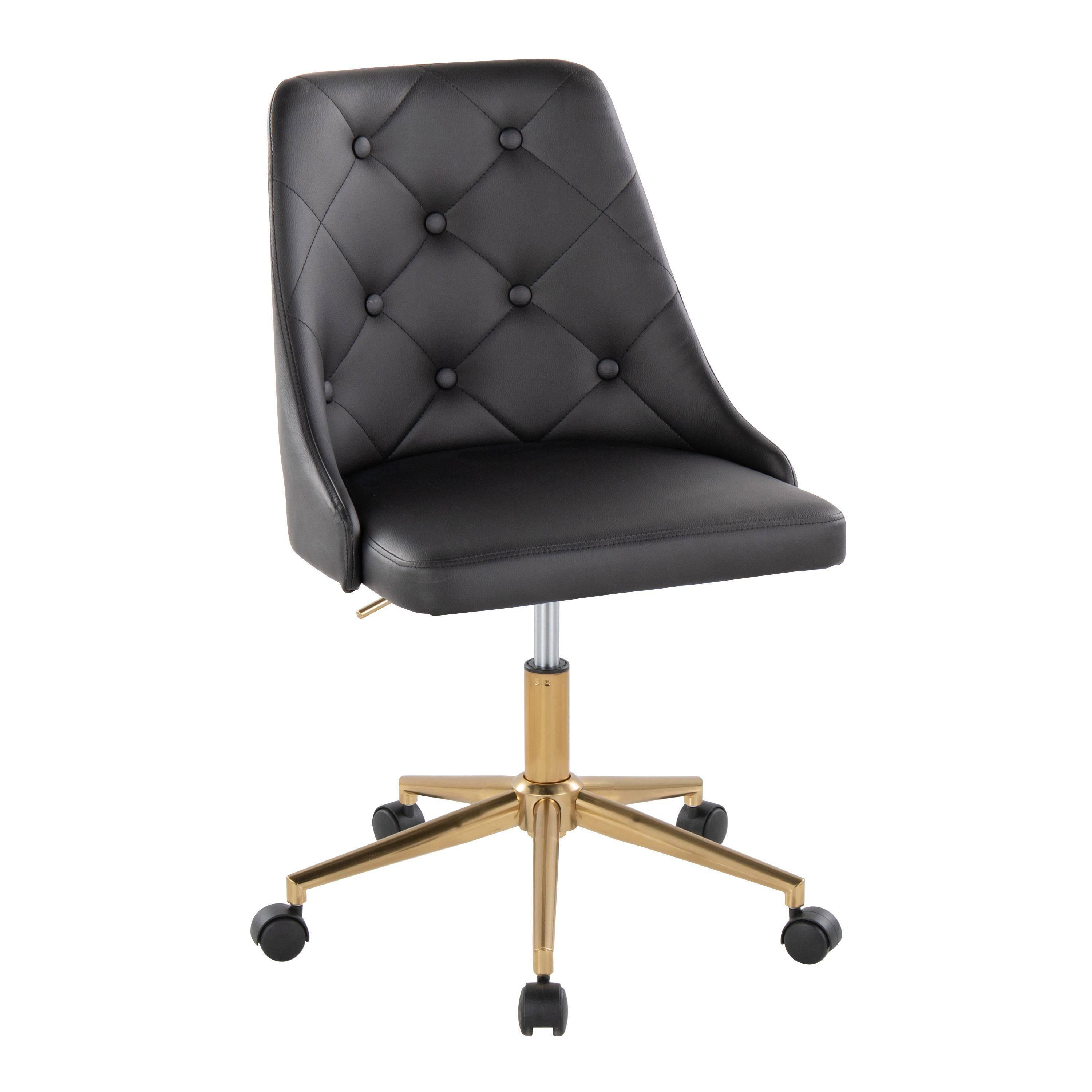 Modern Gold and Black Faux Leather Swivel Desk Chair by LumiSource - Platinum-Level Office Chairs