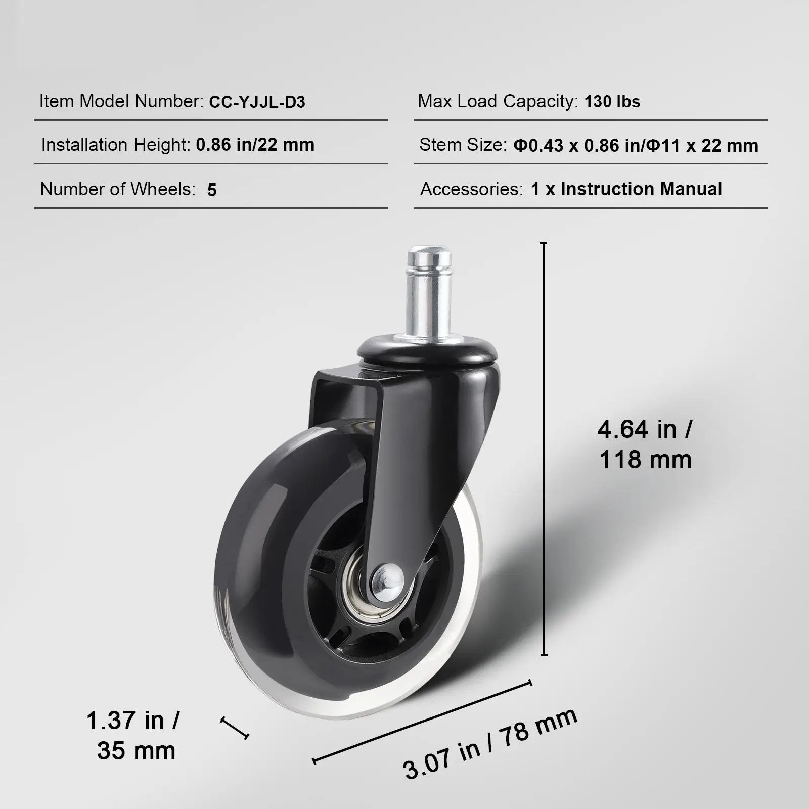 Heavy-duty silent office chair wheels for hardwood floors by Platinum-Level Office Chairs, durable and smooth rolling.
