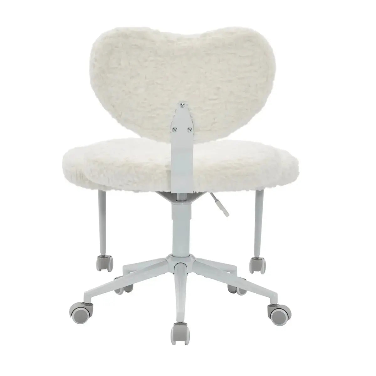 Plus size beige faux rabbit fur meditation chair with wheels, swivel seat, cross-legged design, memory foam cushion from Platinum-Level Office Chairs.