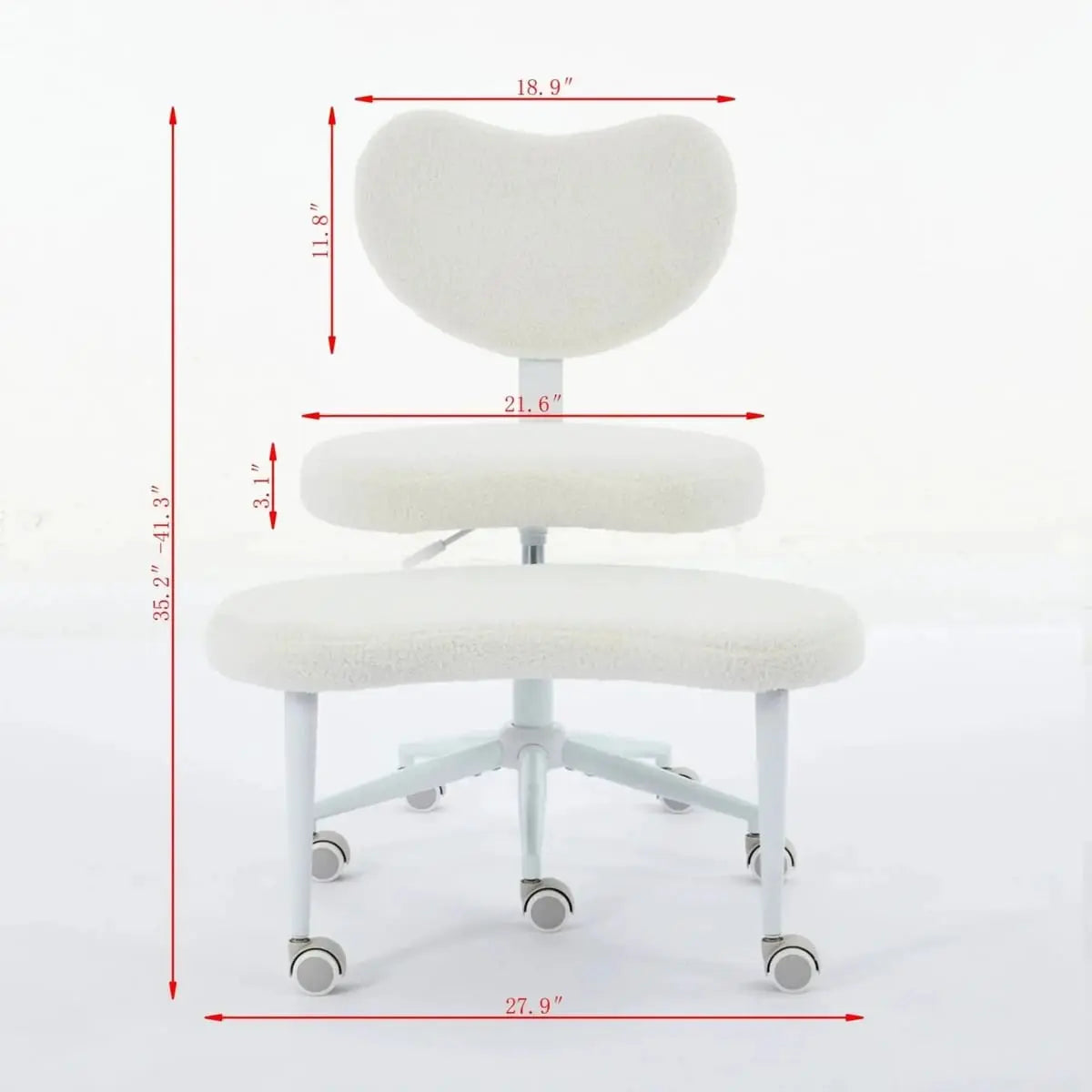 Plus size beige faux rabbit fur meditation chair with wheels, swivel design, memory foam cushion, by Platinum-Level Office Chairs
