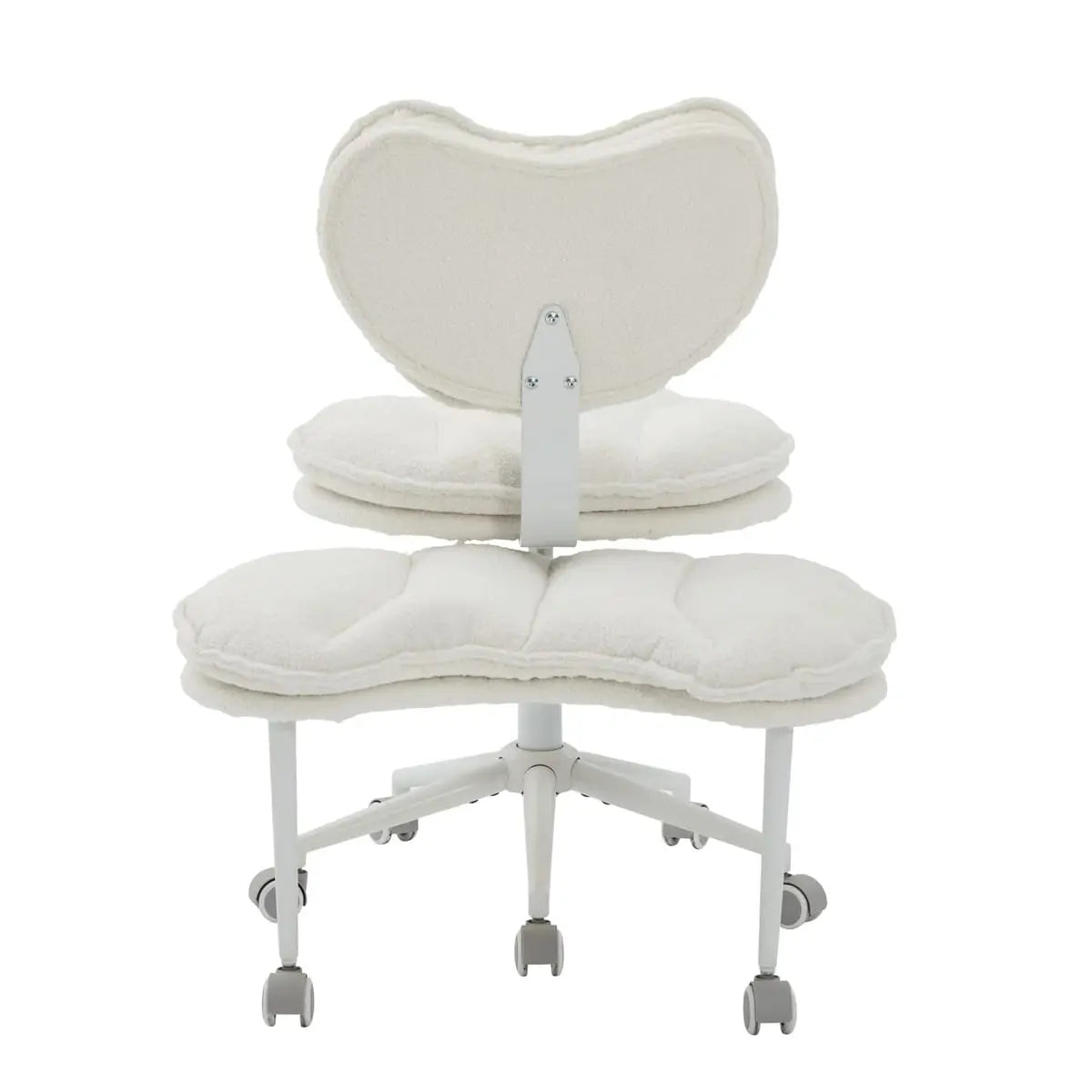 Plus size meditation chair with teddy fleece memory foam seat in ivory, by Platinum-Level Office Chairs.