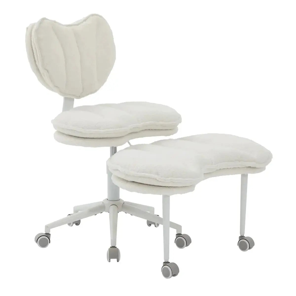 Plus size meditation chair with ivory teddy fleece and memory foam seat, by Platinum-Level Office Chairs.
