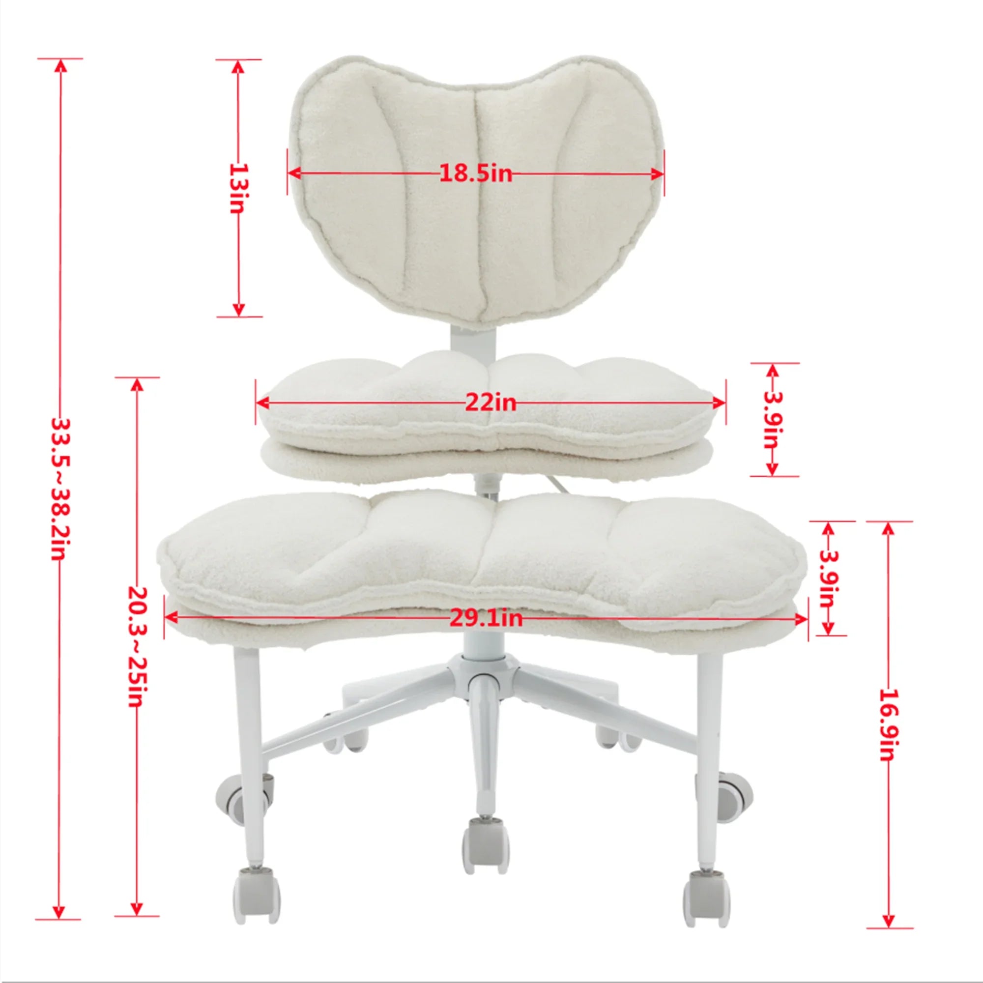 Plus size meditation chair with ivory teddy fleece memory foam seat by Platinum-Level Office Chairs, featuring a comfortable, plush design.