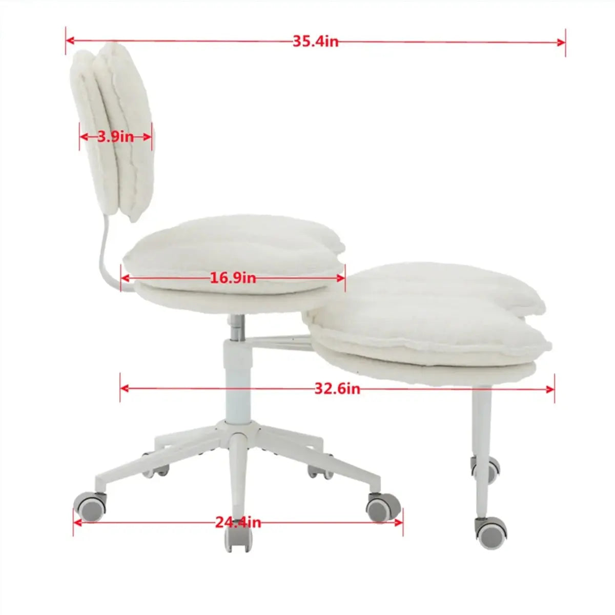 Plus size meditation chair from Platinum-Level Office Chairs with teddy fleece seat and memory foam cushion in ivory color.