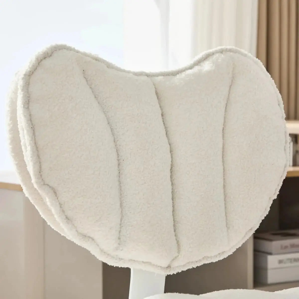 Plus size ivory meditation chair with teddy fleece seat and memory foam cushion by Platinum-Level Office Chairs.