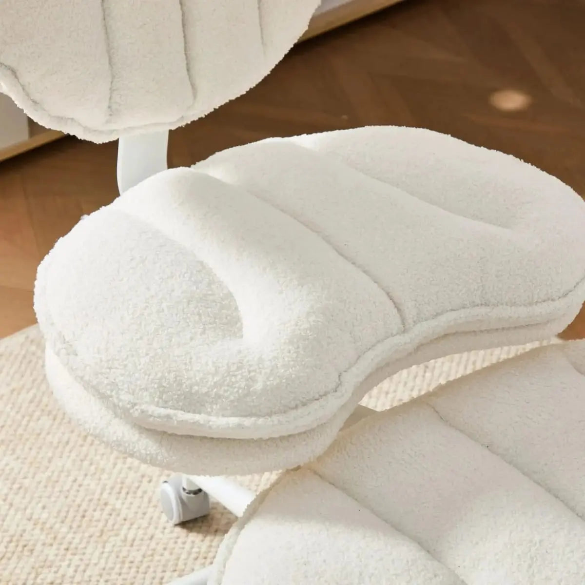 Plus size meditation chair with ivory teddy fleece and memory foam seat by Platinum-Level Office Chairs.