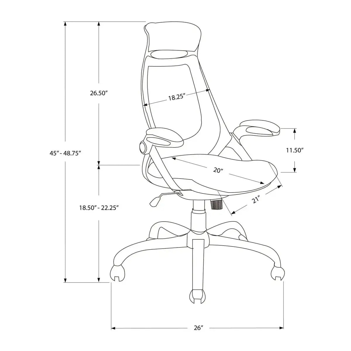 Platinum-Level Office Chairs ergonomic office chair with adjustable height, swivel mesh seat, and lumbar support for comfort.