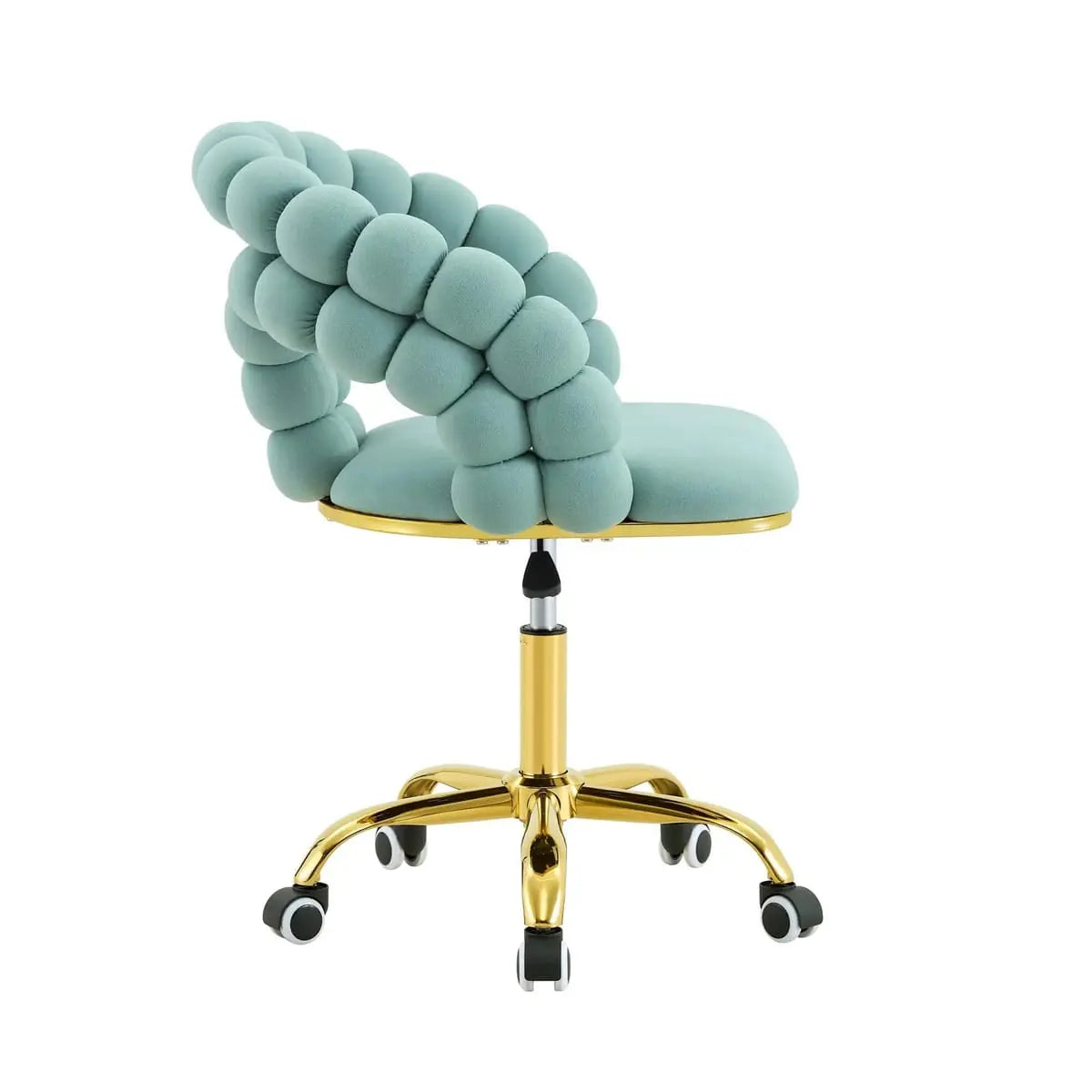 Teal velvet adjustable swivel desk chair with gold metal base by Platinum-Level Office Chairs for home office use