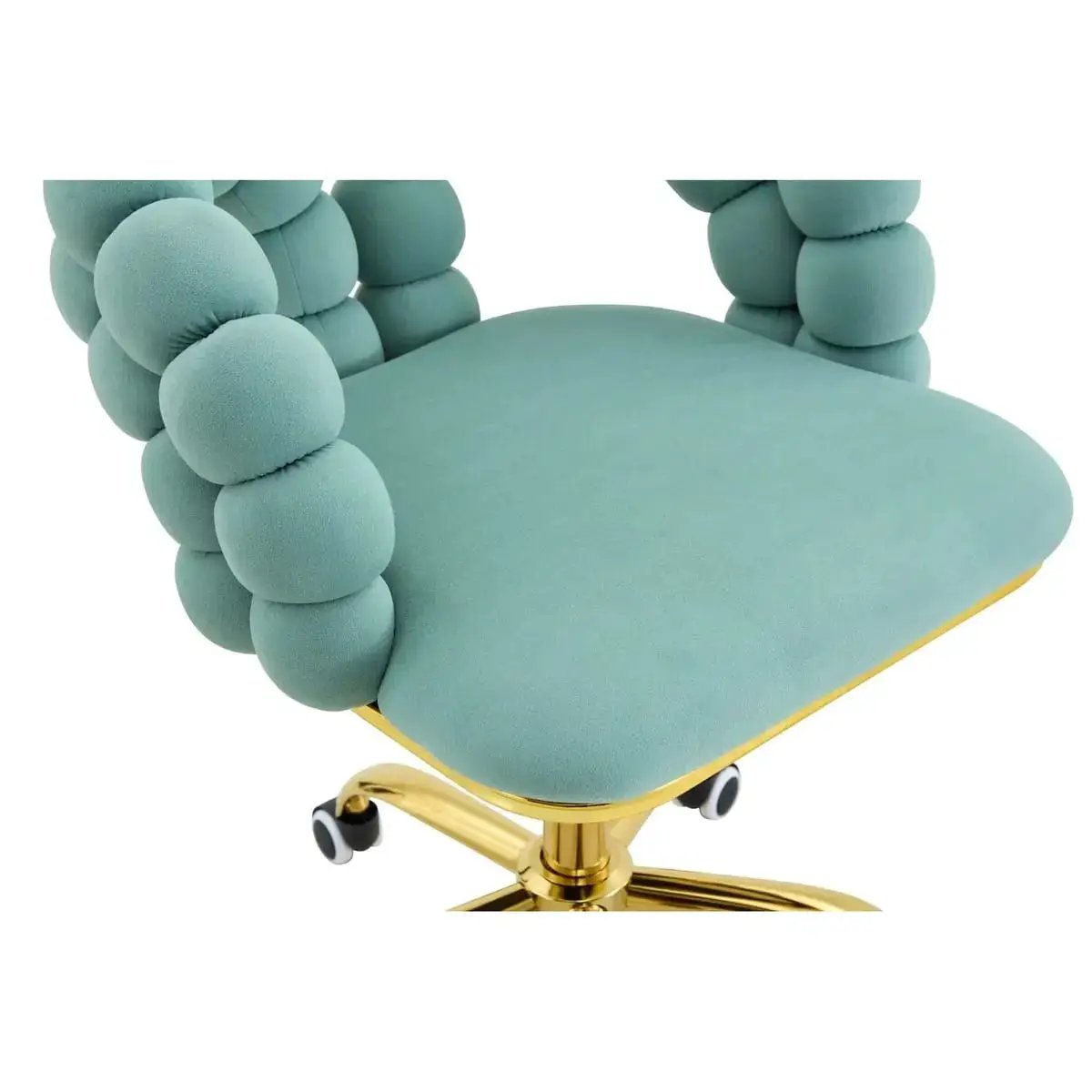 Teal Velvet Adjustable Swivel Desk Chair With Gold Metal Base For Home - Platinum-Level Office Chairs