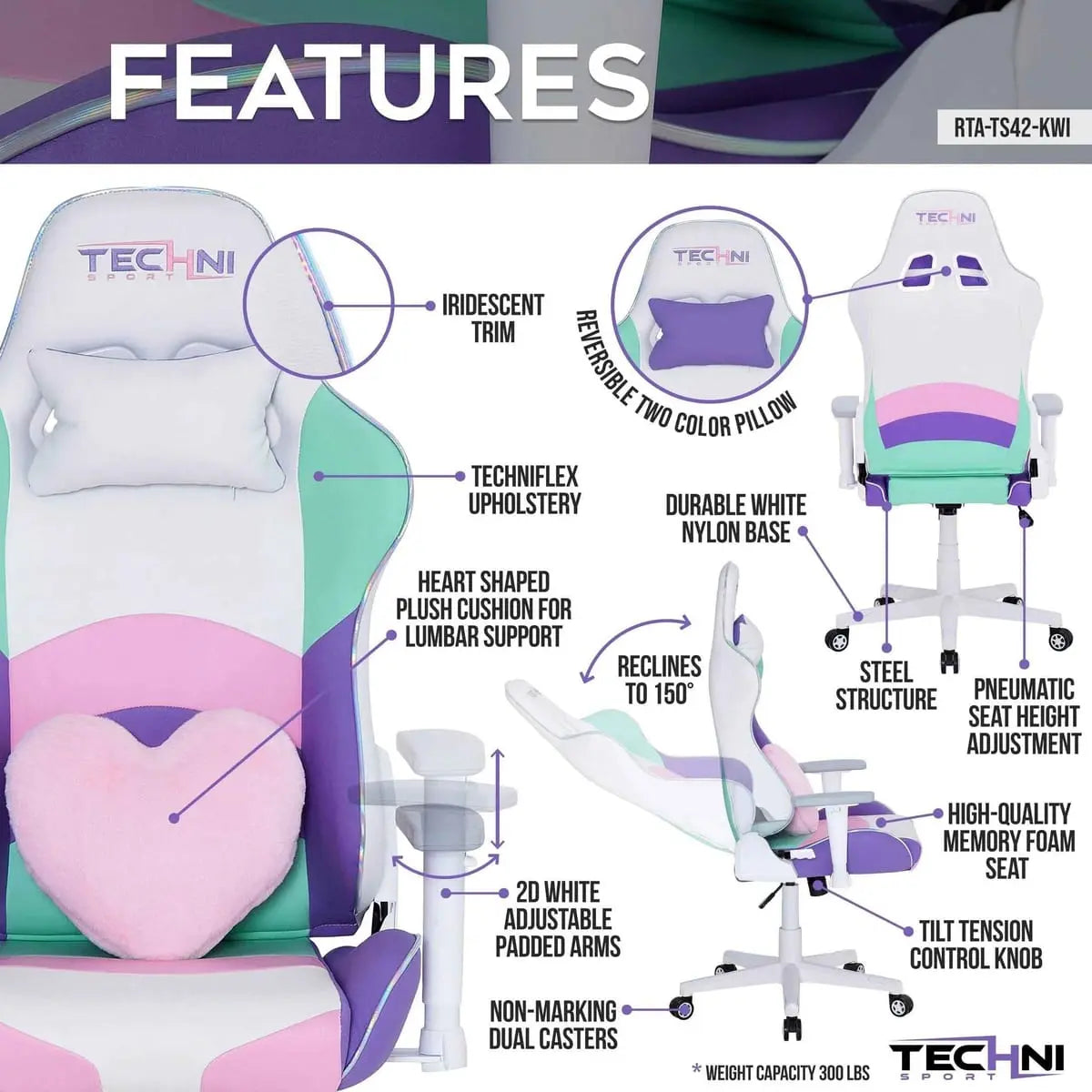 Techni Sport TS 42 Office Gaming Chair Ergonomic PU All Day Comfort