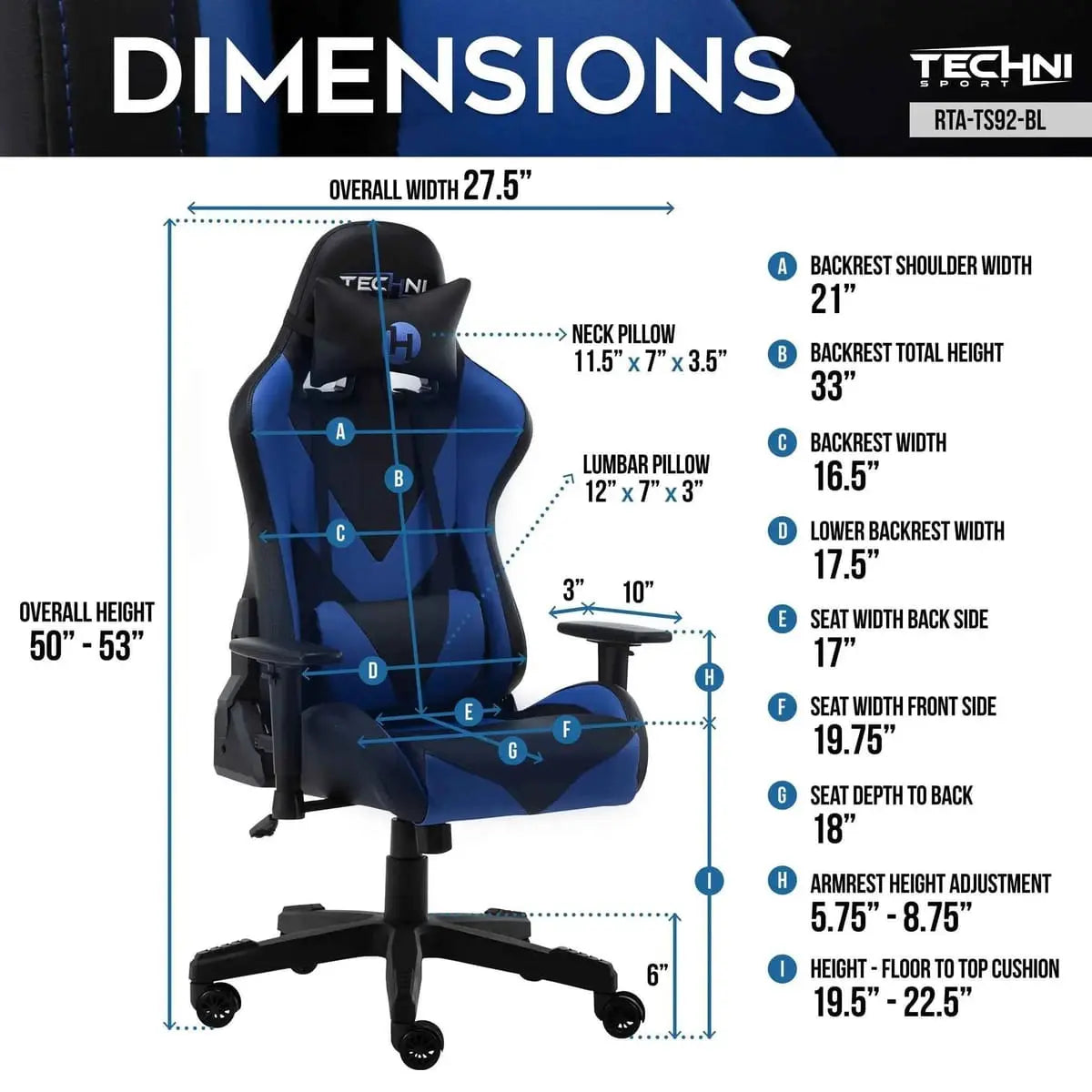 Techni Sport TS92 Office Gaming Chair Ergonomic Comfort For Long