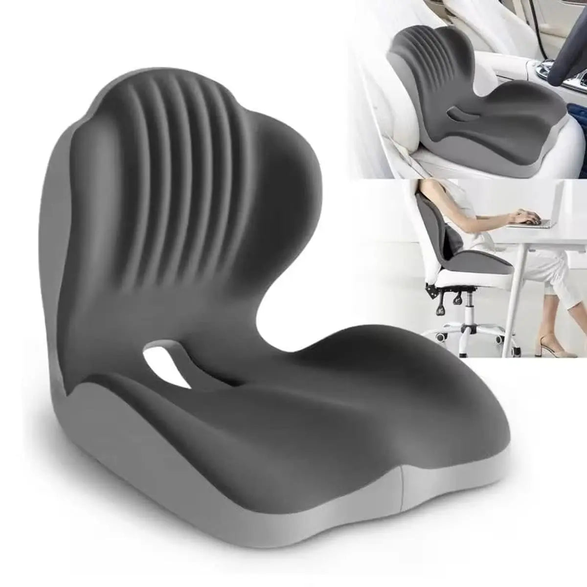 Elvix ergonomic memory foam seat cushion for office chairs and cars, designed for tailbone pain relief and posture support.