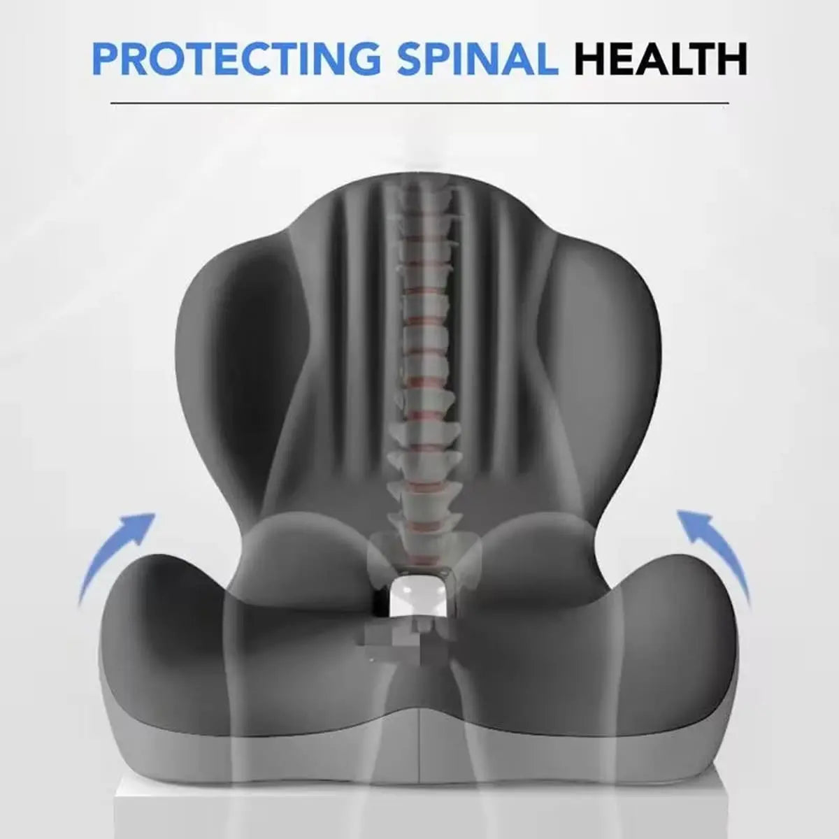 Elvix ergonomic memory foam seat cushion for office chair and car, provides tailbone and back pain relief, improves posture.